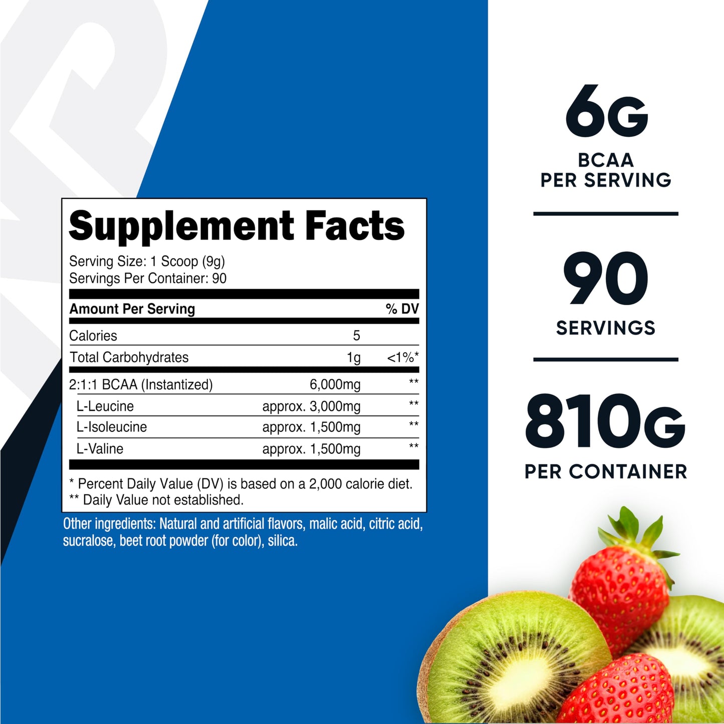Nutricost BCAA Powder Strawberry Kiwi 27.2 oz