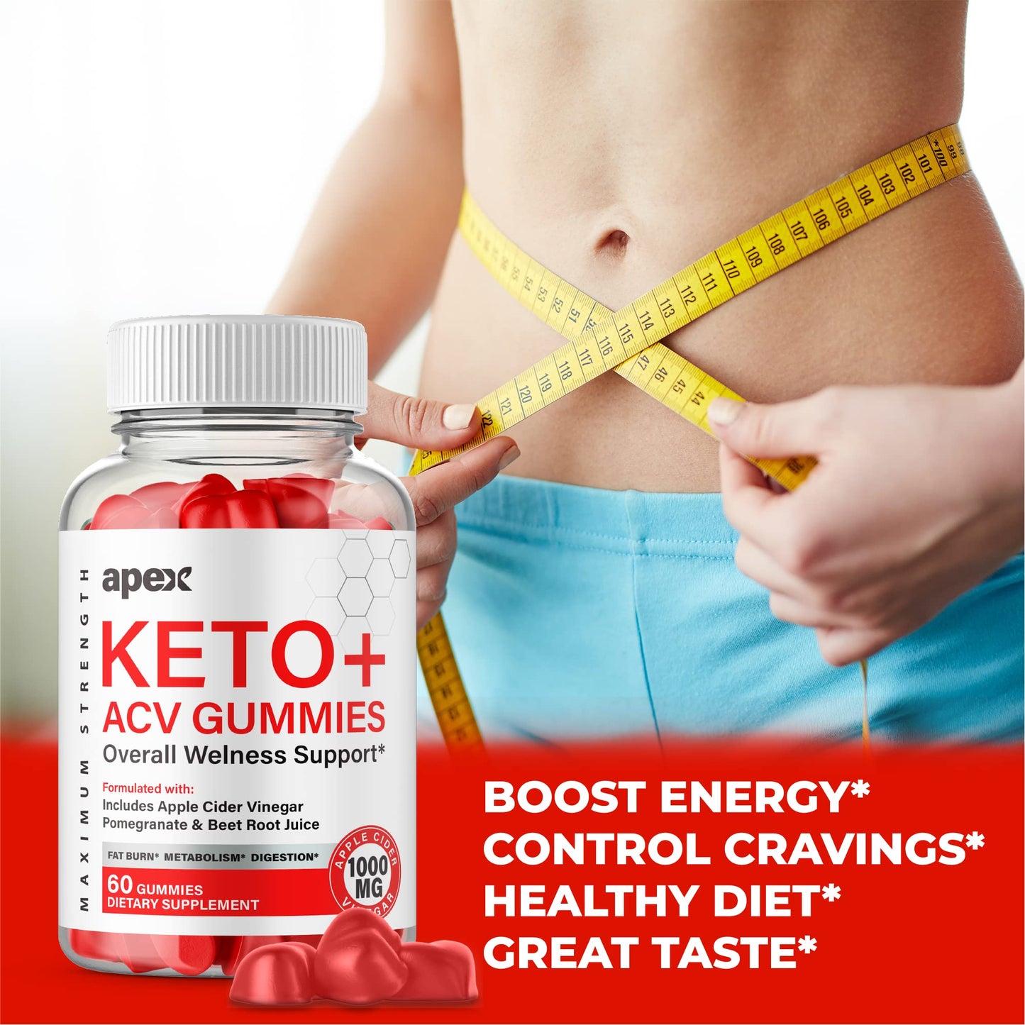 IDEAL PERFORMANCE Apex Keto Apple Cider Vinegar Gummies, 300 Gummies