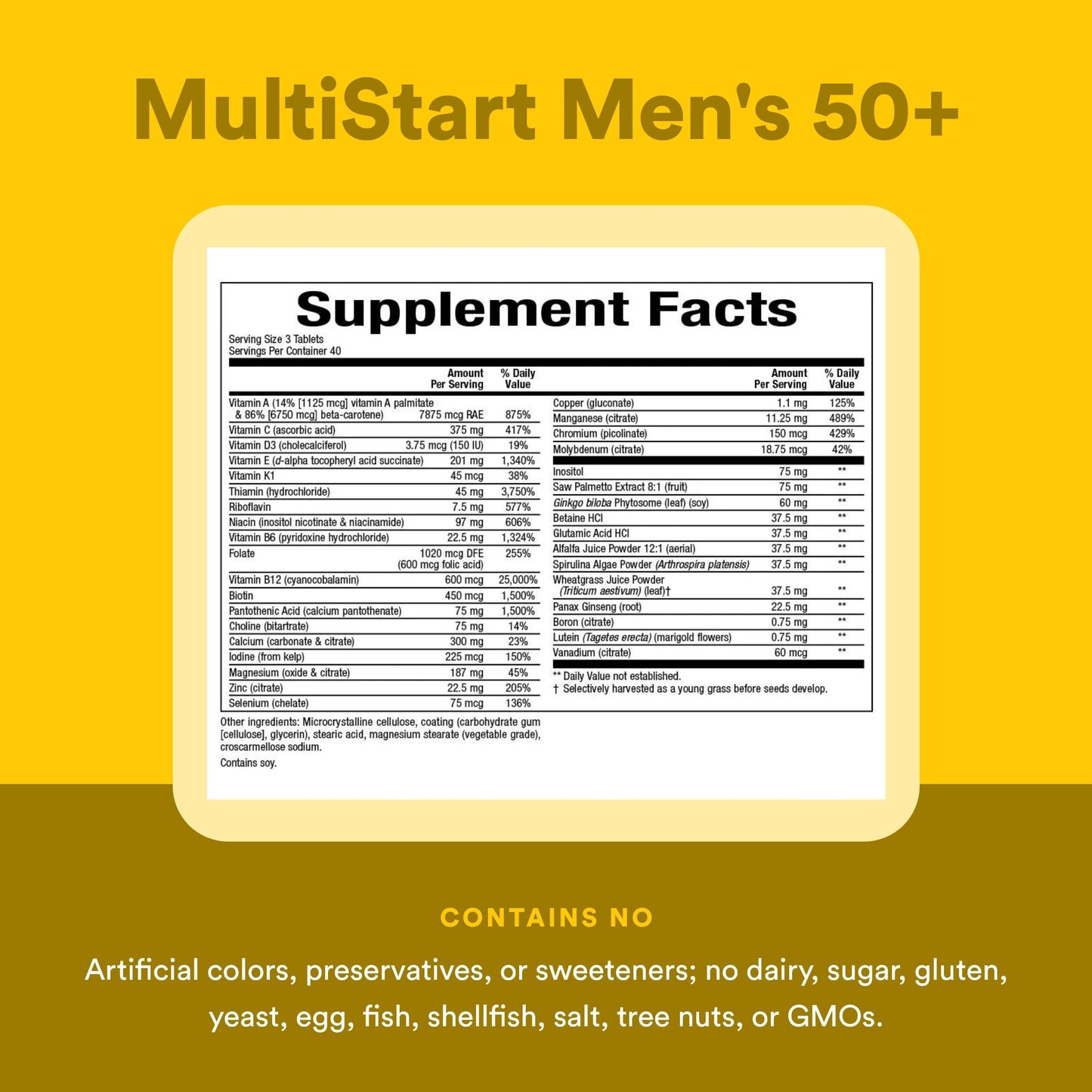 Natural Factors Men's 50+ MultiStart Daily Multivitamin Tablets, 120 Tablets