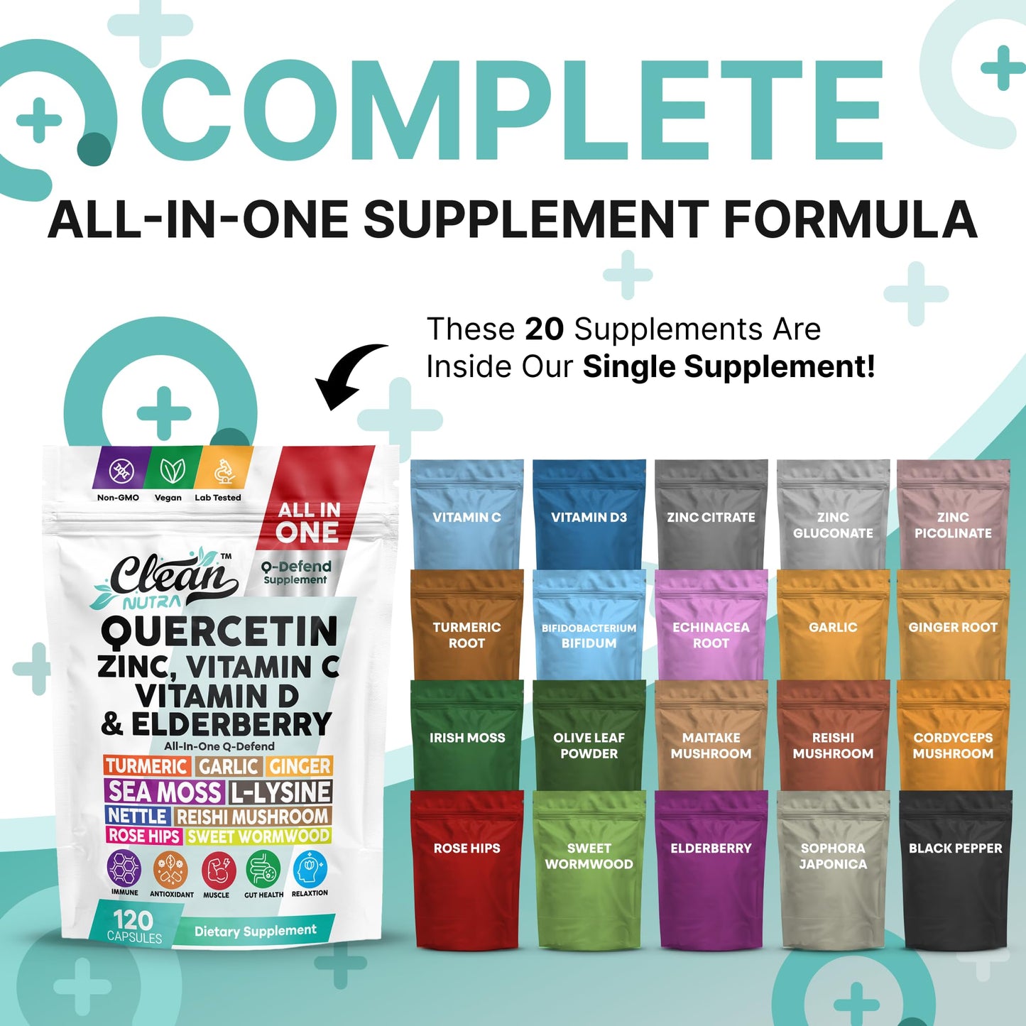 Clean Nutraceuticals Q Defend Quercetin Supplement Capsules 120 Count