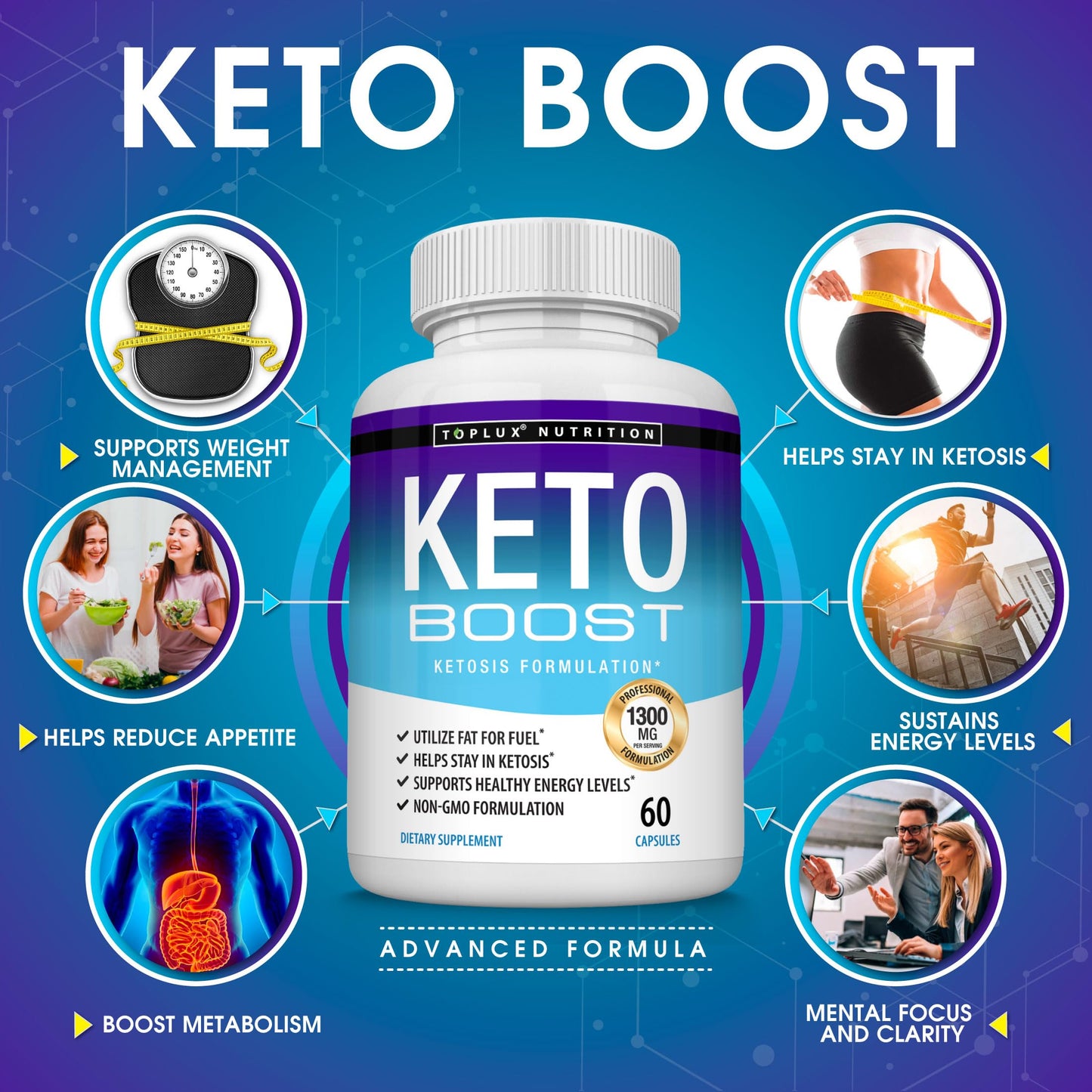 Toplux Keto Boost Diet Pills Ketosis Supplement Capsules 120 Capsules