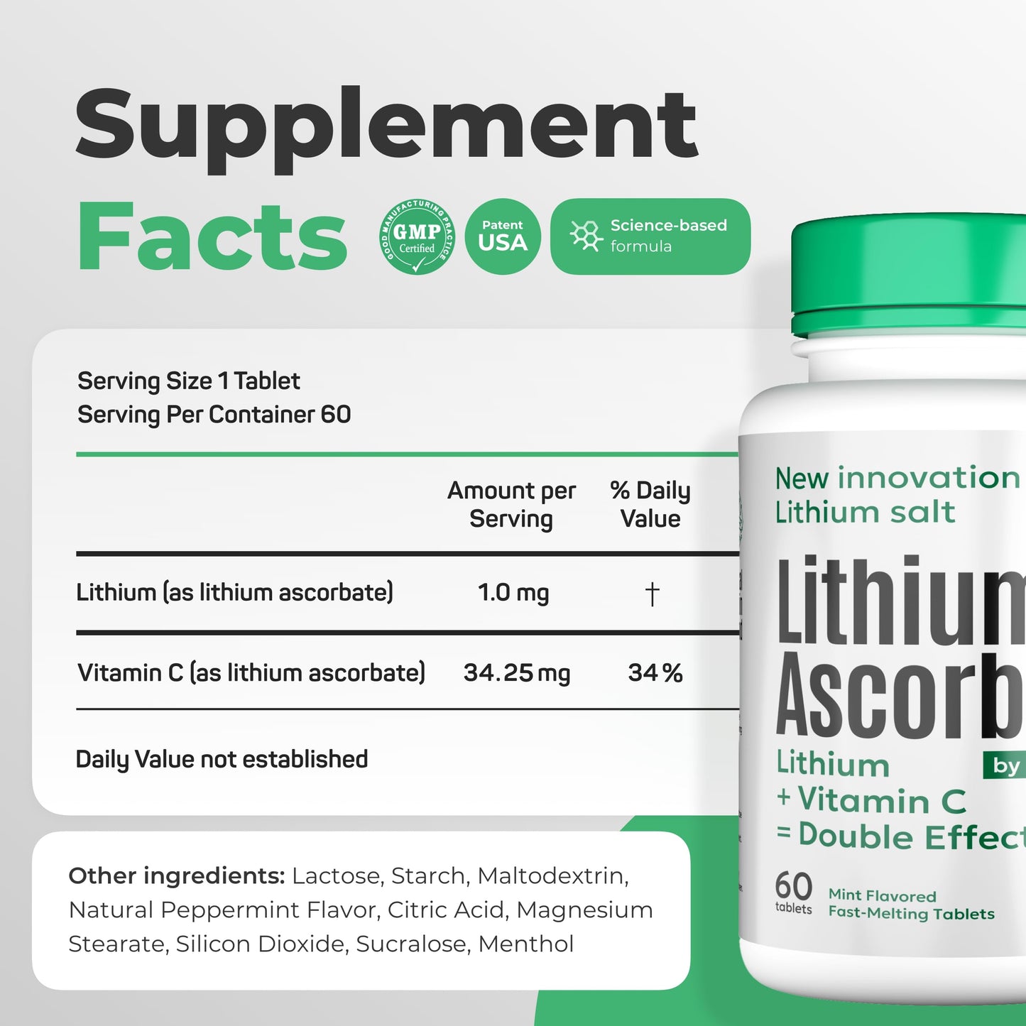 NORMOTIM Lithium Ascorbate 1 mg with Vitamin C Tablet, 180 Tablets
