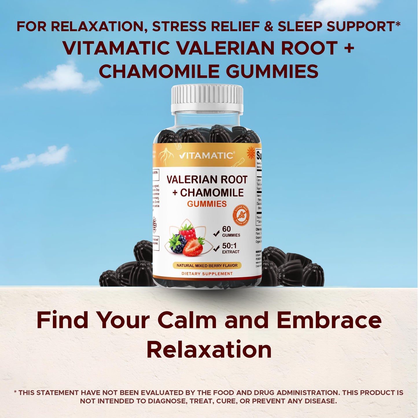 Vitamatic Valerian Root & Chamomile Gummies 120 Count