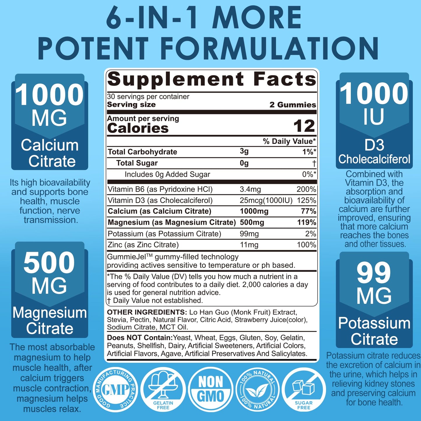 Nextdia Calcium Citrate Vitamin D3 1000IU Gummies, 60 Count