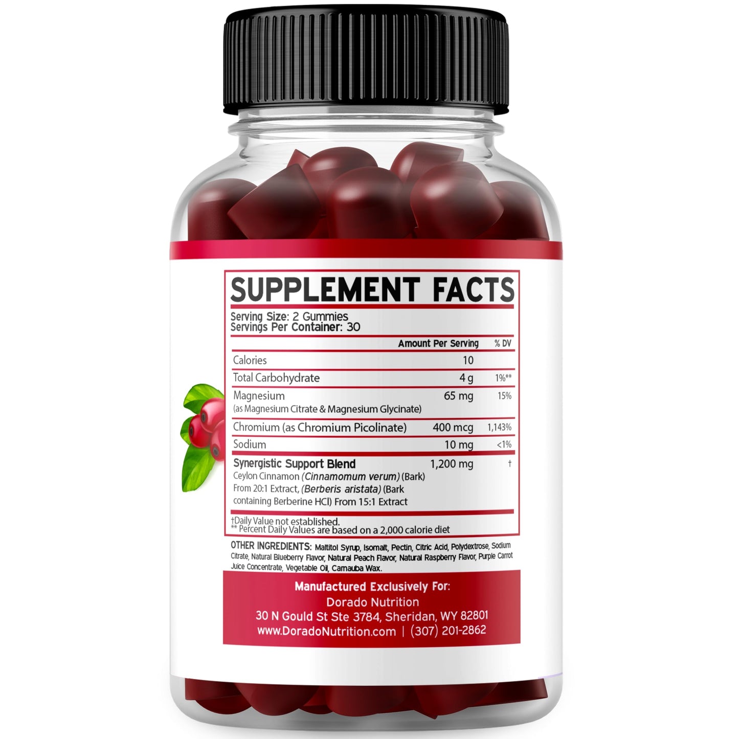 DORADO NUTRITION Berberine Gummies with Ceylon Cinnamon 120 Gummies