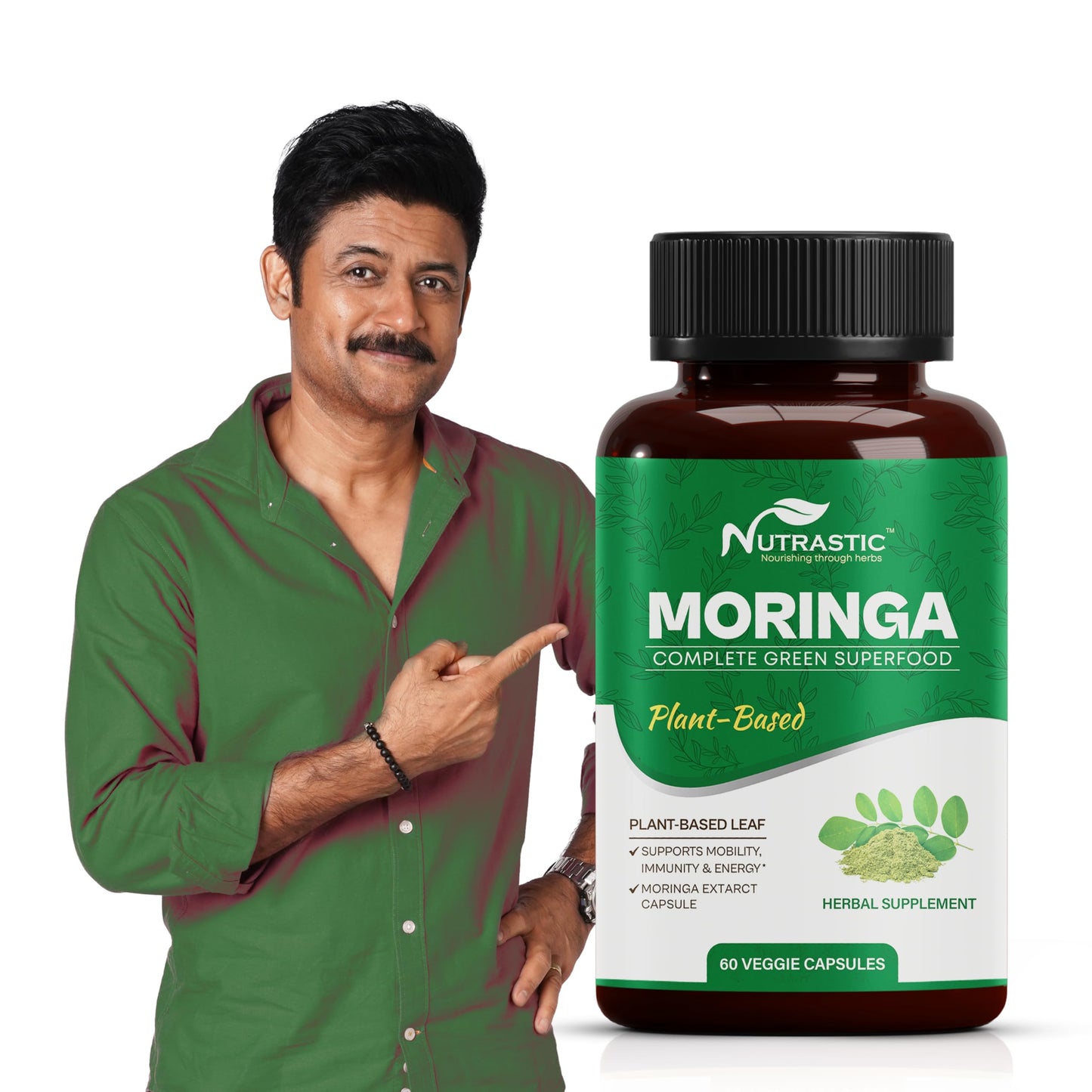 Nutrastic Organic Moringa Supplement 500mg Capsules, 60 Count