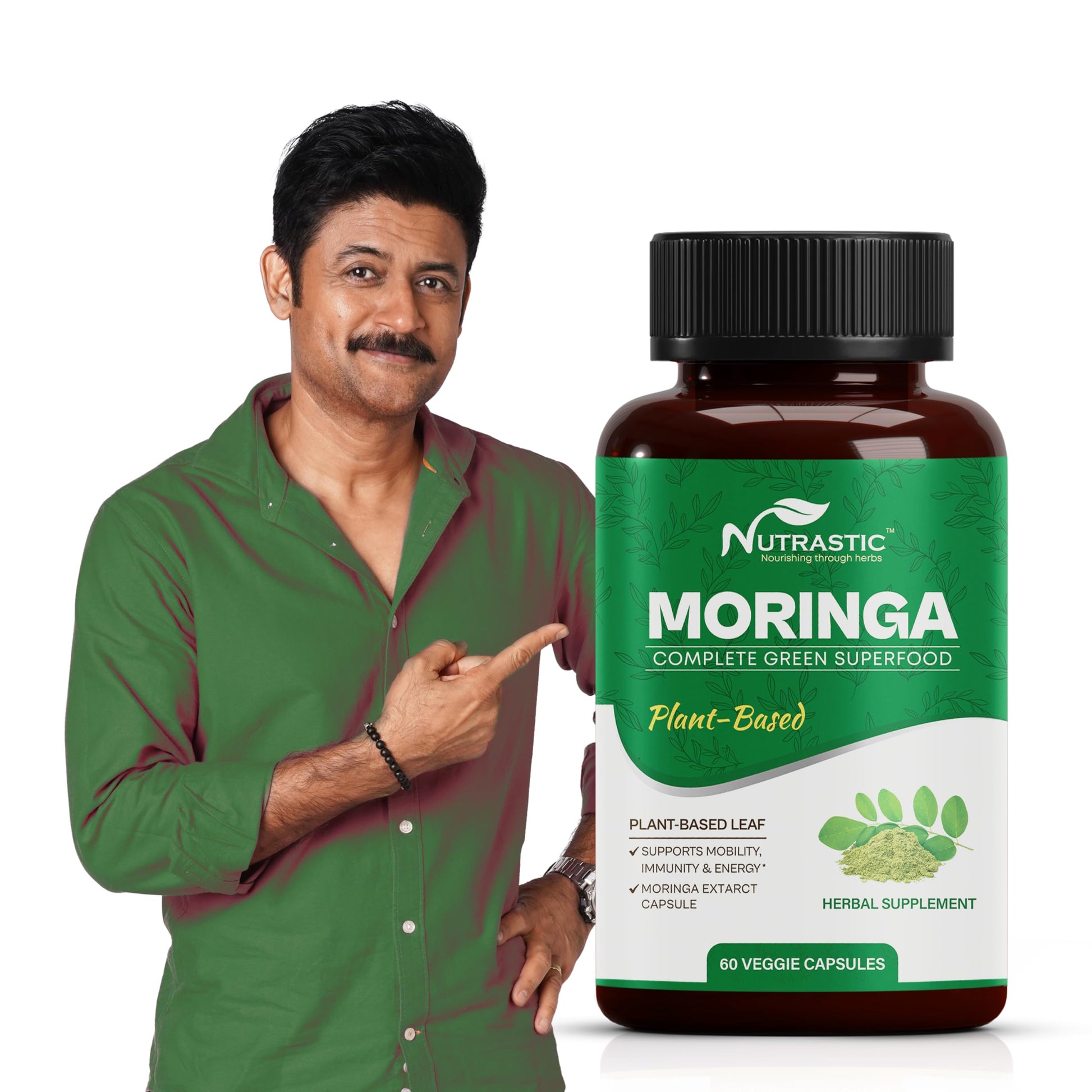 Nutrastic Organic Moringa Supplement 500mg Capsules, 60 Count