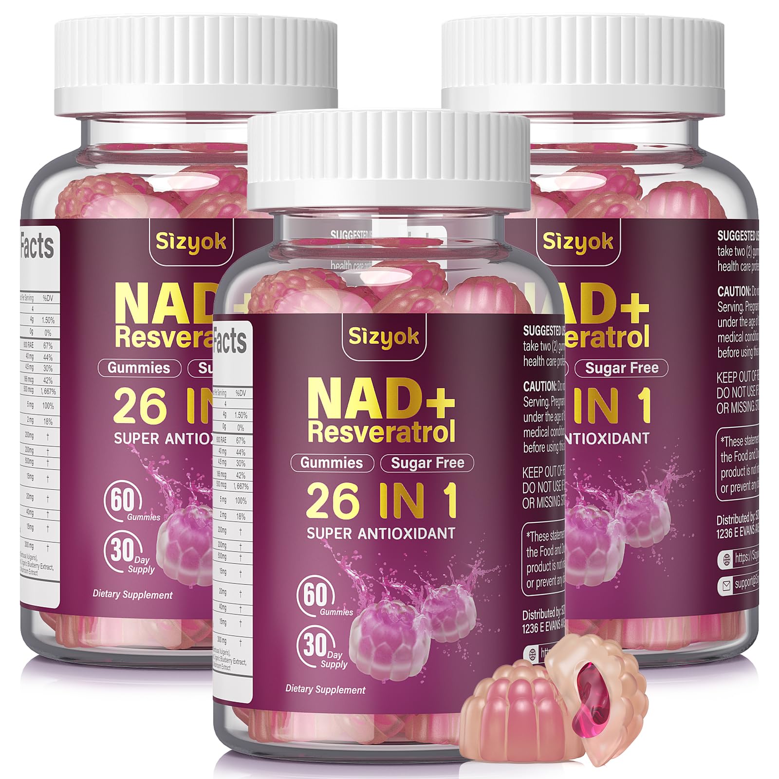 Sizyok NAD Resveratrol Capsule, 180 Capsules