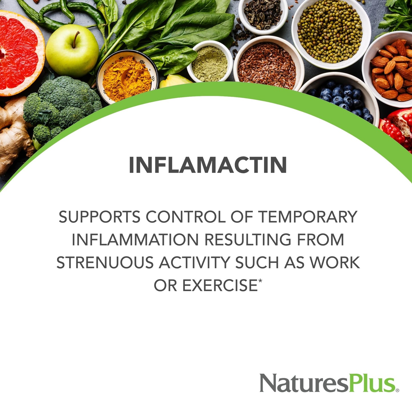 NaturesPlus InflamActin Herbal Actives Capsules, 60 Count