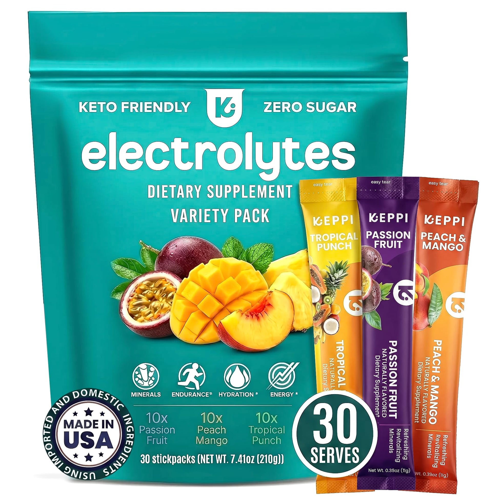 Keppi Electrolytes Powder Packets Tropical Variety 7.41