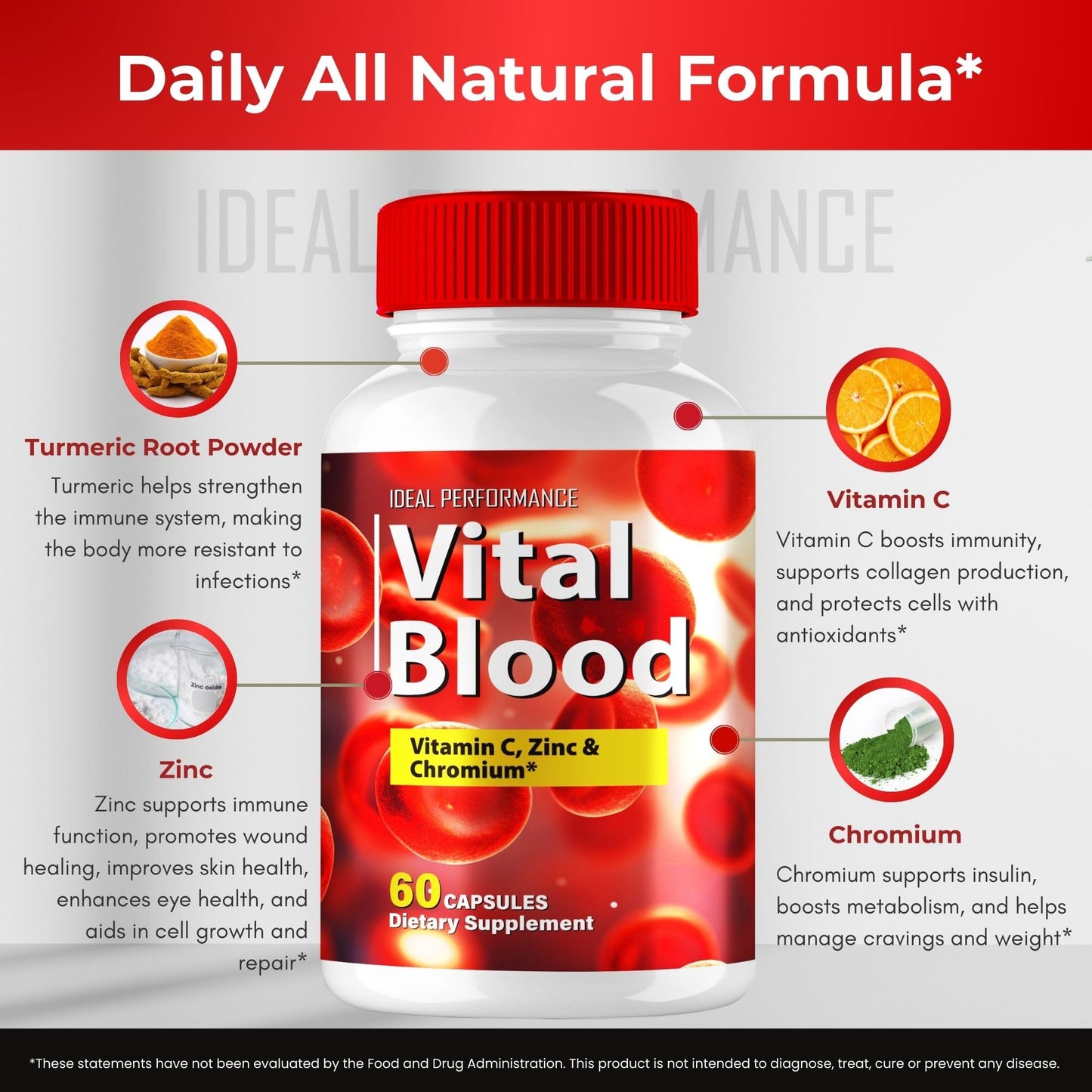 IDEAL PERFORMANCE Vital Blood Advanced Blood Formula Capsules, 60 Capsules