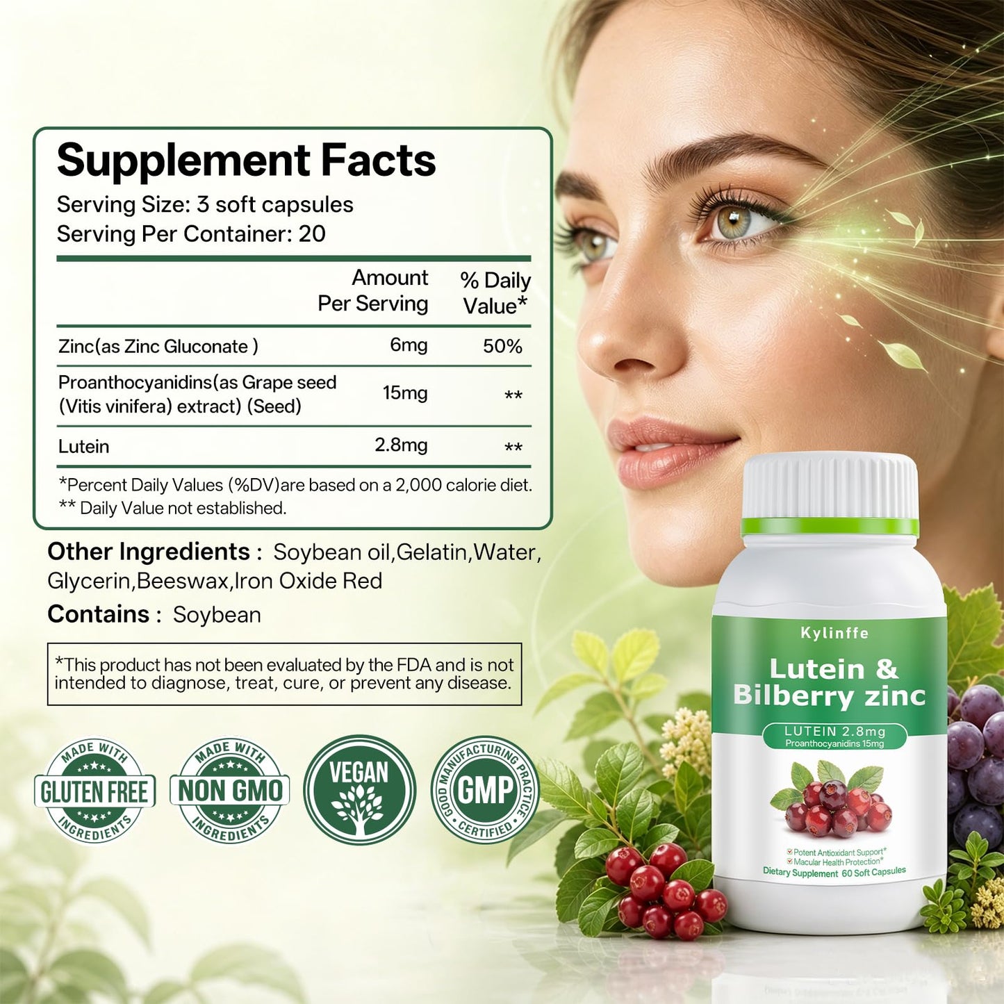 Oopeatol Bilberry Supplement with Lutein Capsule, 60 Capsules