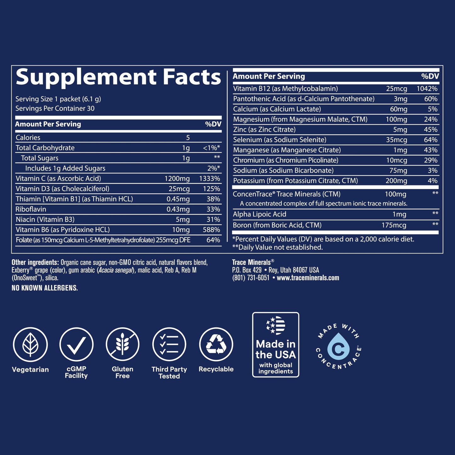 Trace Minerals Power Pak Electrolyte Powder Packets, 30 Packets
