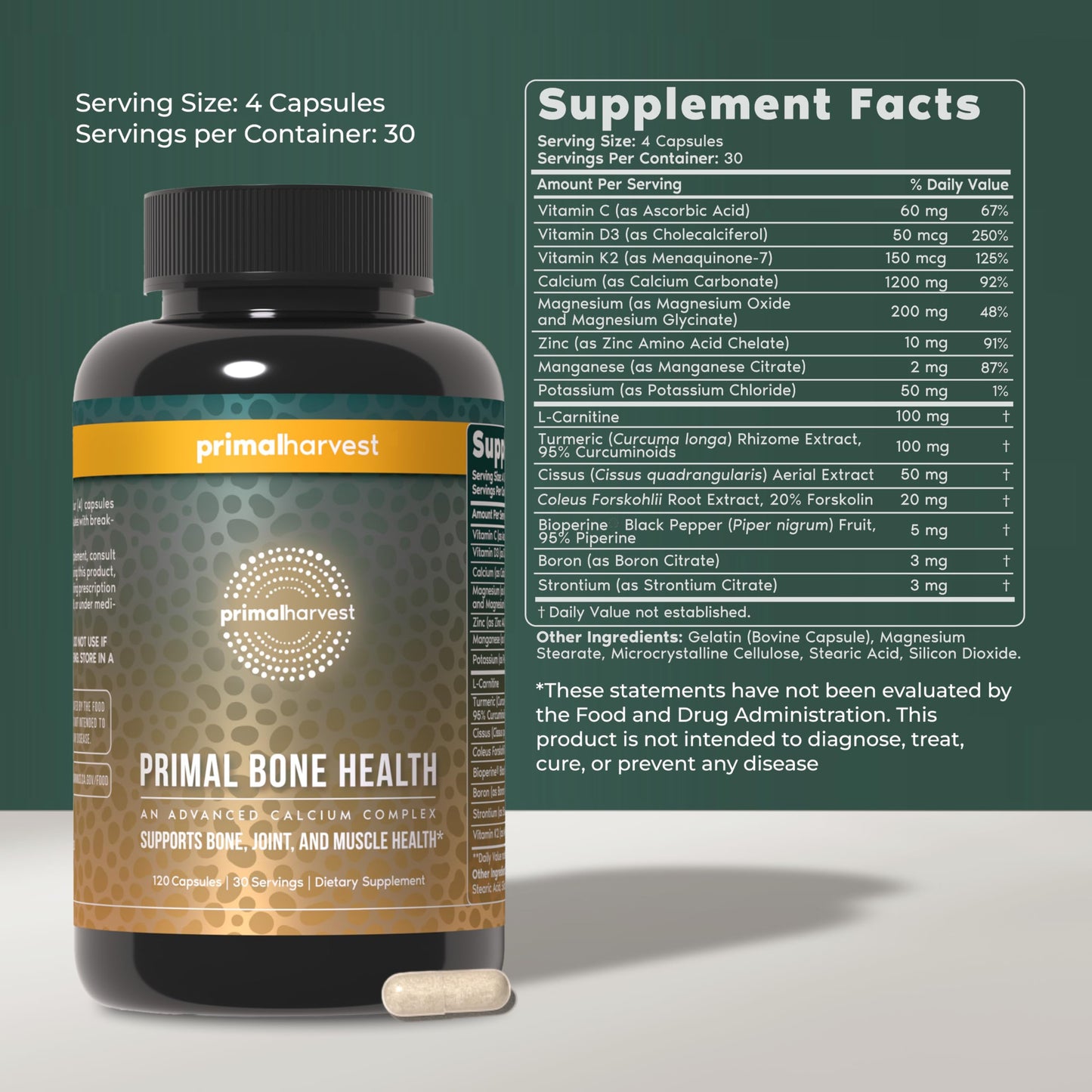 Primal Harvest Bone Health Daily Supplement Capsules 240
