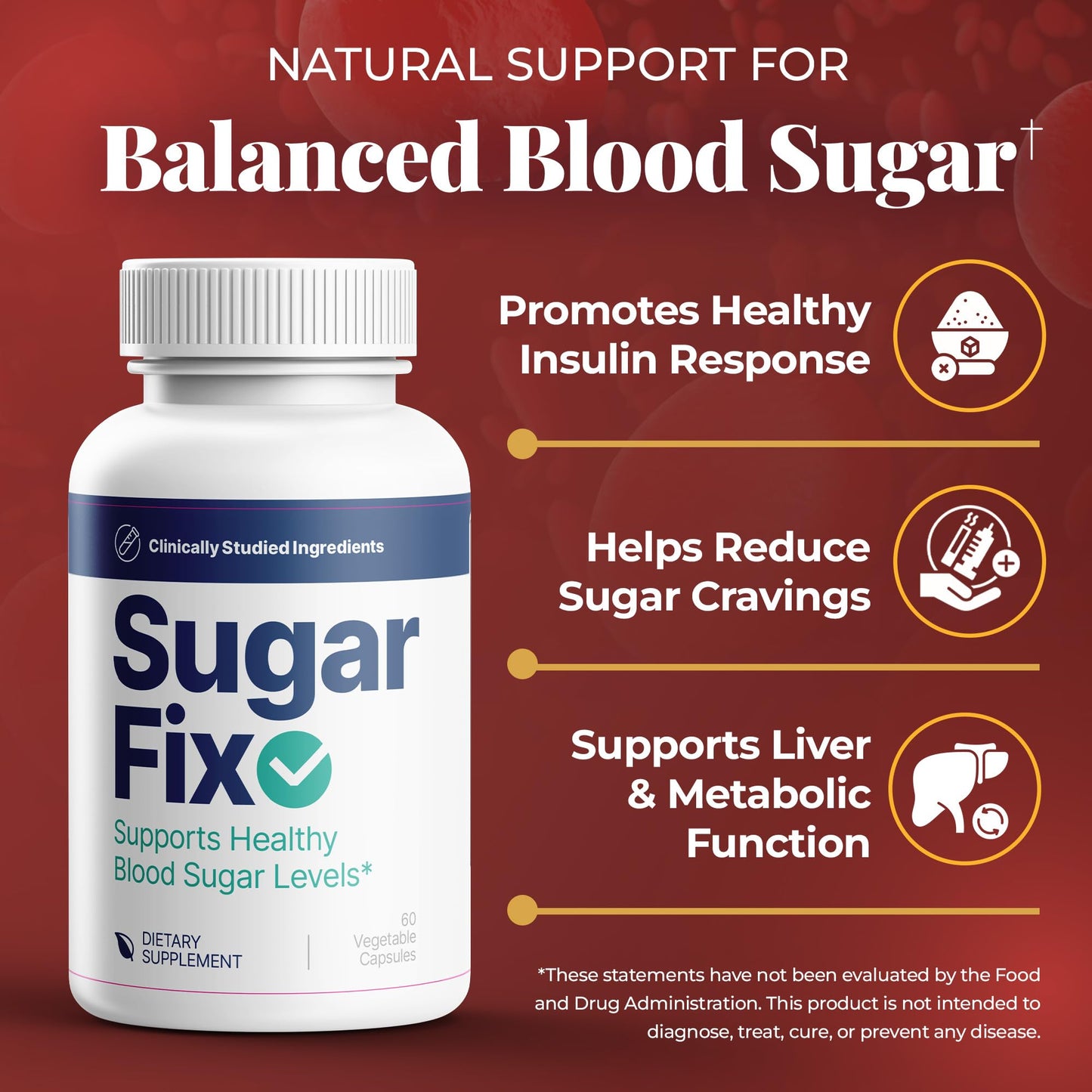 SugarFix Natural Blood Sugar Support Supplement 60 Capsules