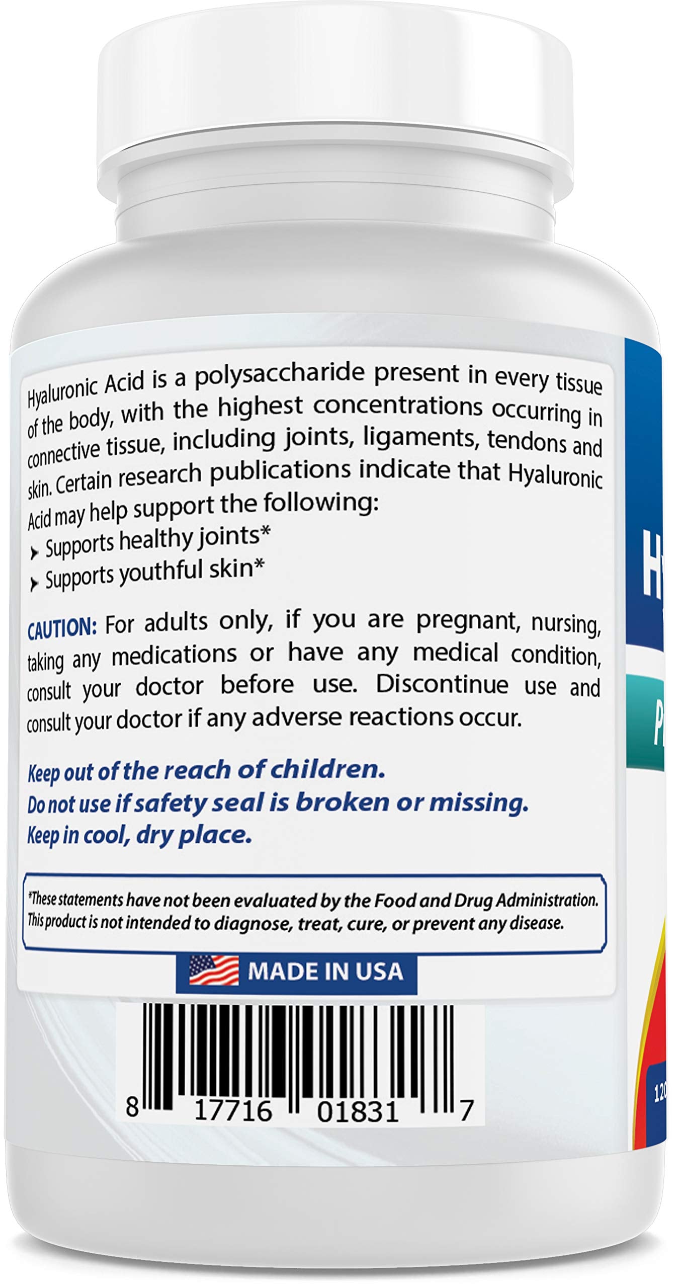 Best Naturals Hyaluronic Acid 200 mg Tablets, 120 Count
