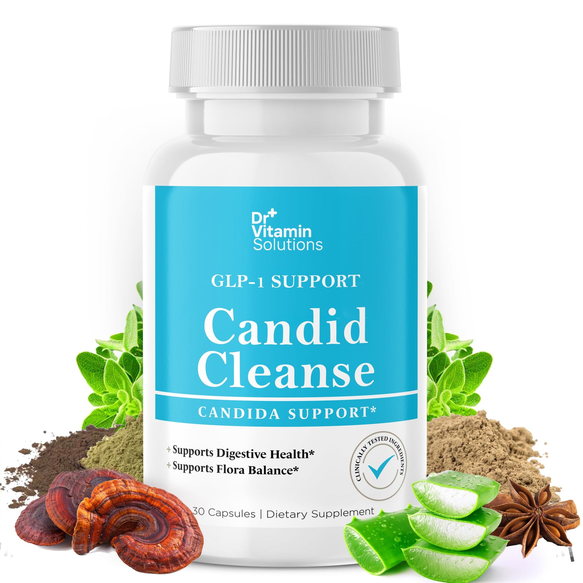 DR VITAMIN SOLUTIONS Candida Cleanse Detox for Women & Men with GLP-1 Support - Candida Support Capsules 30