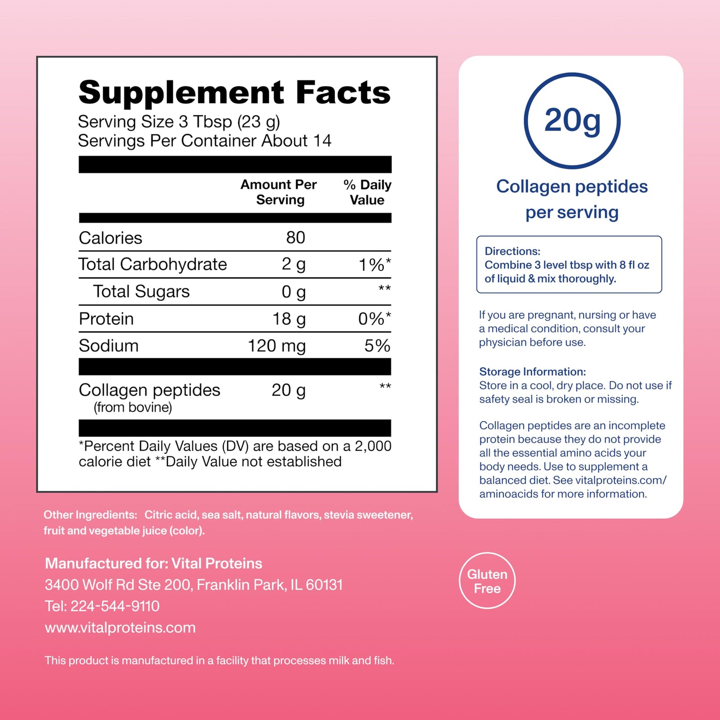 Vital Proteins Strawberry Lemonade Collagen Peptides Powder, 11.34oz