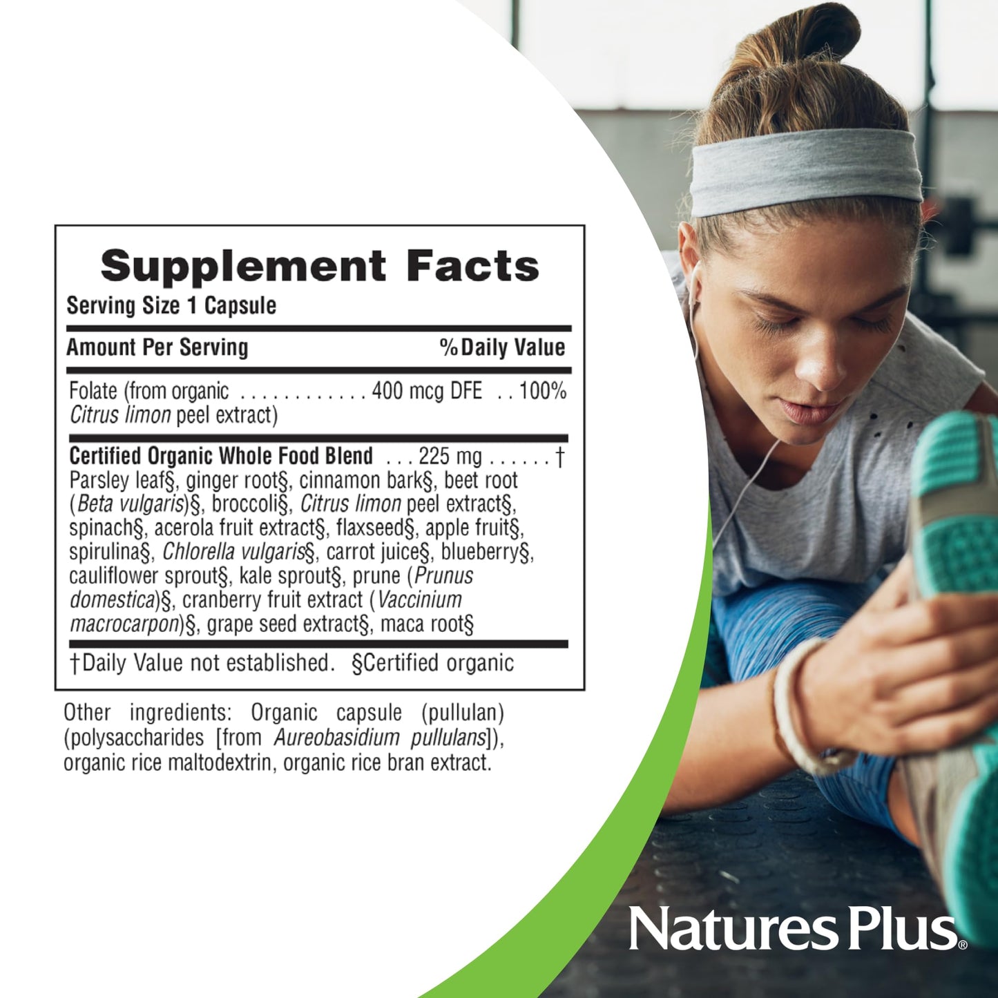 NaturesPlus Source of Life Garden Folate Capsules, 60 Count