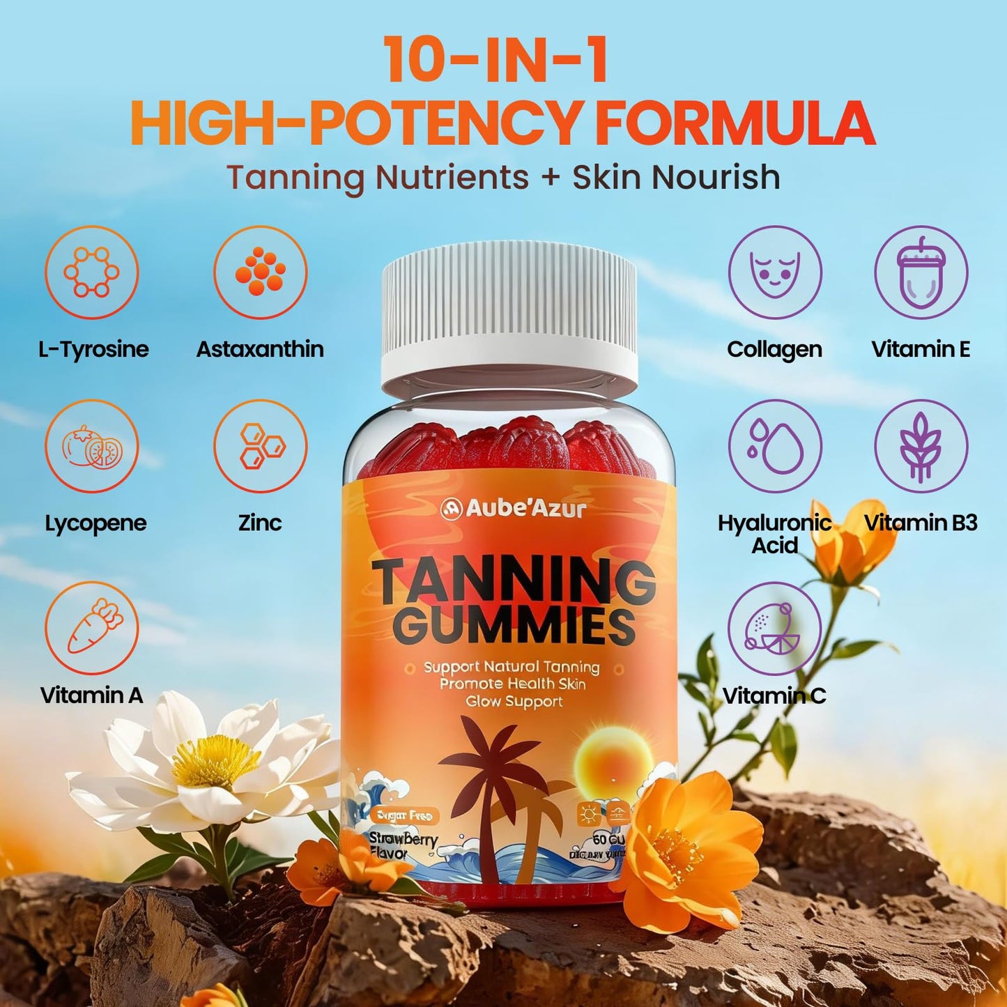 Aube'Azur Tanning Gummies for Women Gummy 60 Count