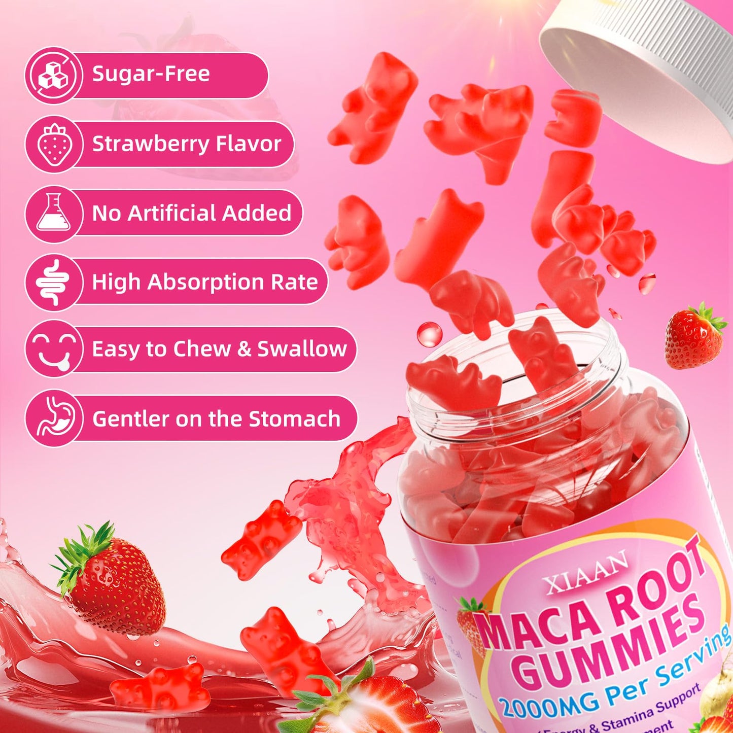 XIAAN Maca Root Gummies for Women & Men 60 Count
