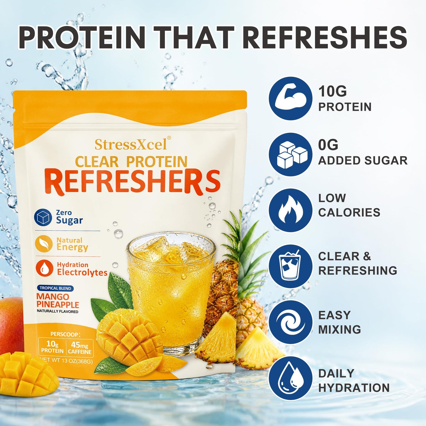 StressXcel Clear Protein Drink Refresher Powder 13