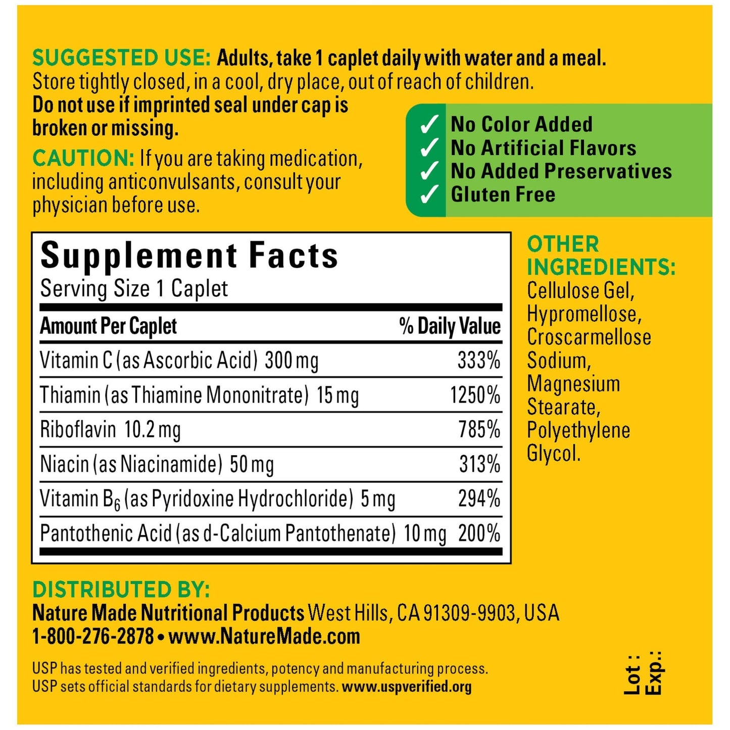 Nature Made B-Complex with Vitamin C Caplets 100 Count