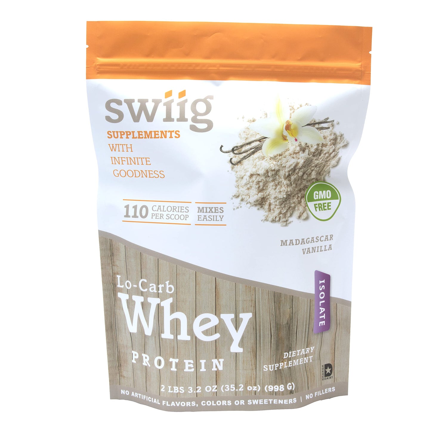 swiig Lo-Carb Whey Protein Isolate Madagascar Vanilla Powder, 35.2