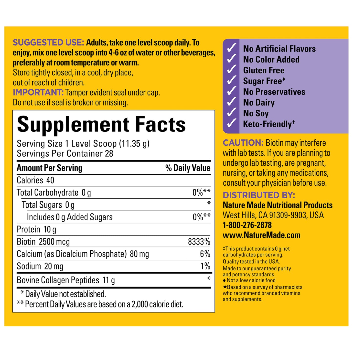 Nature Made Collagen Peptides Powder Type 1 and 3, 11.2 oz