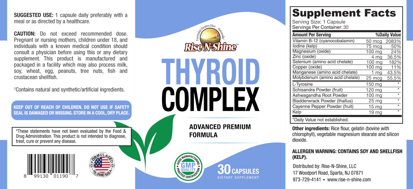 Rise-N-Shine Thyroid Support Supplement, 30 Capsules