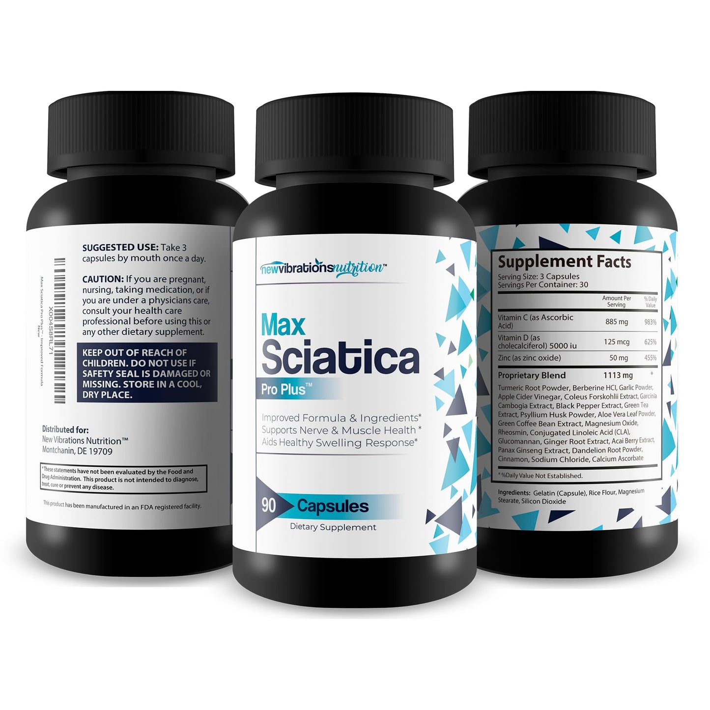 New Vibrations Nutrition Max Sciatica Pro Plus Capsules 90 Count