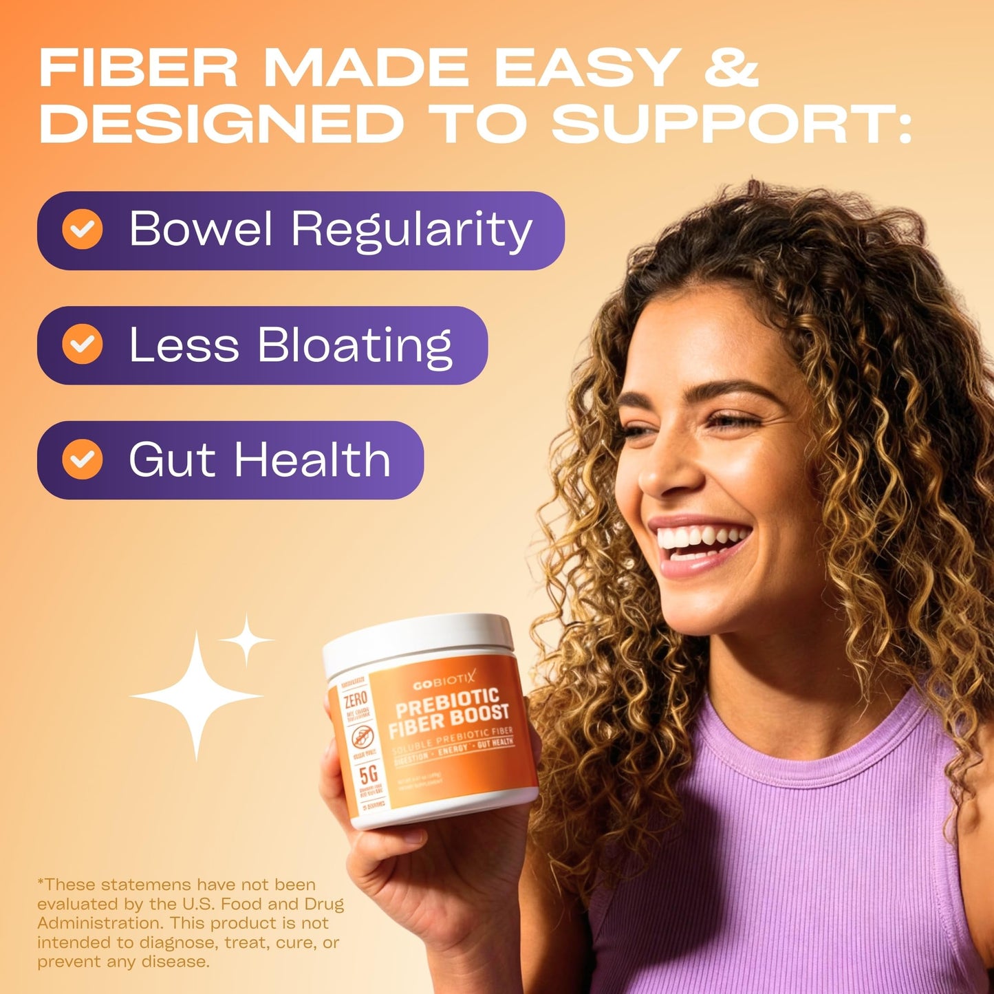 GOBIOTIX Fiber Supplement with Prebiotics for Digestive Health and GLP-1 Support Powder, 18.51 oz (Pack of 3)