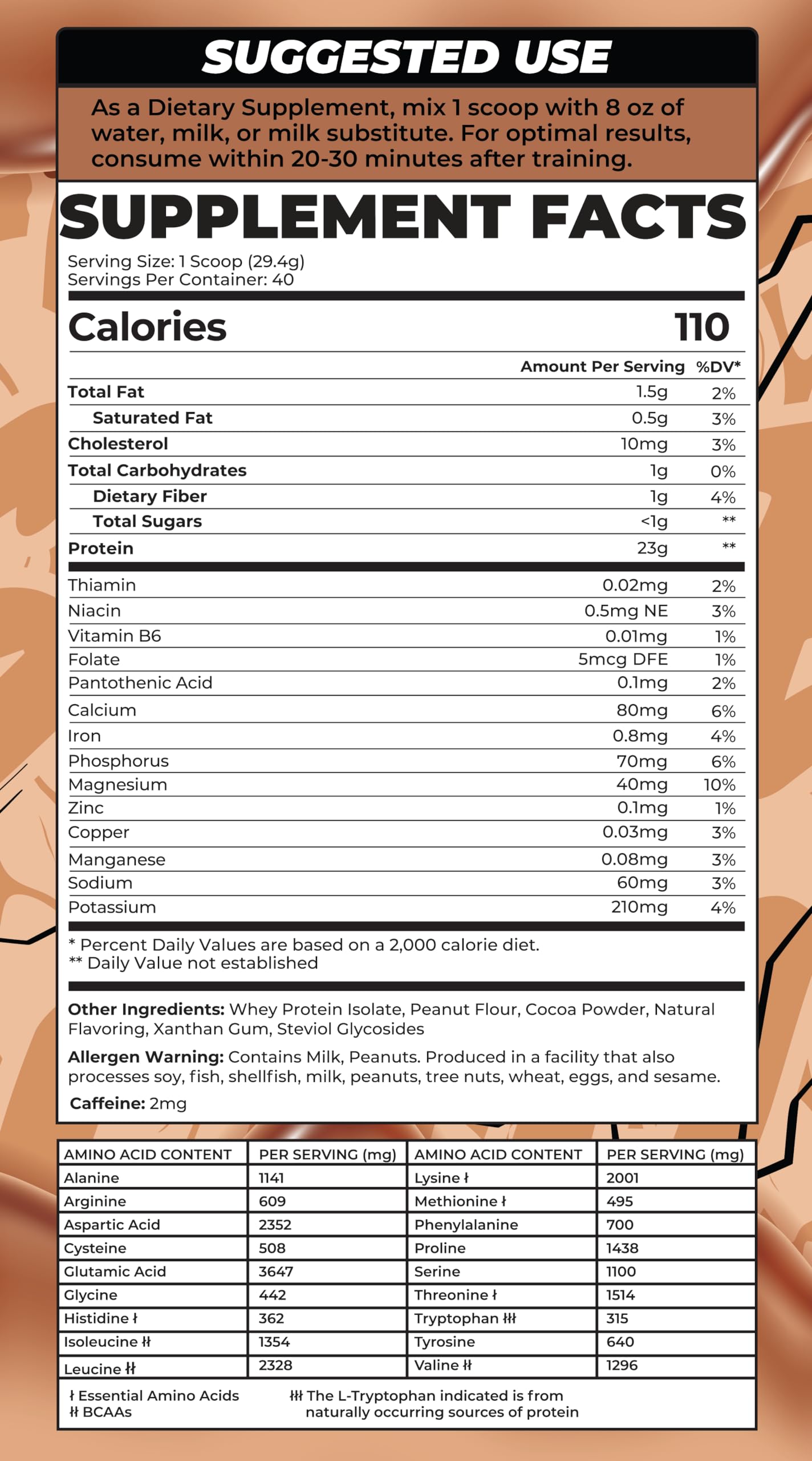 BOA Whey Protein Isolate Powder with Vitamin B6 and Zinc, Chocolate Peanut Butter, 40 Servings