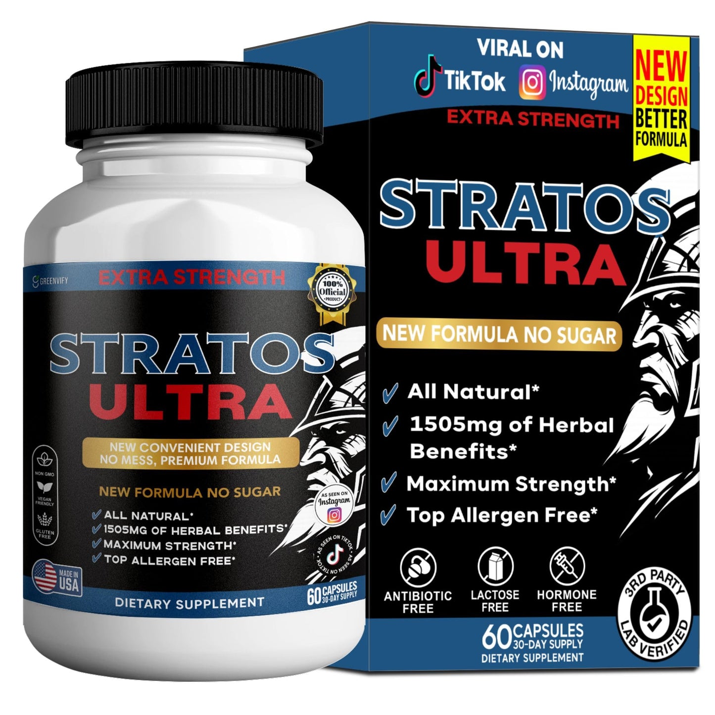 GREENVIFY Stratos Ultra Extra Strength Organic Maca Root Supplement Capsules 60 Count