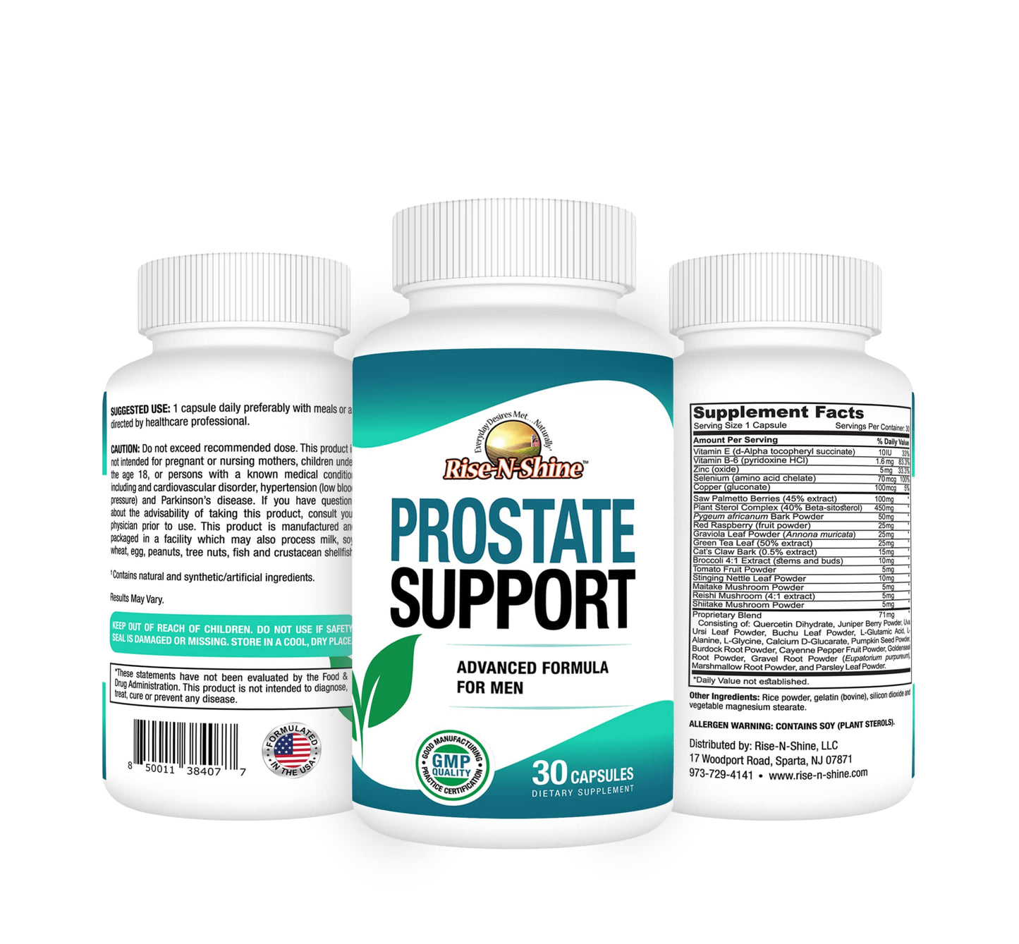 Rise-N-Shine Prostate Support for Men - Prostate Health Support Capsules, 30 Capsules