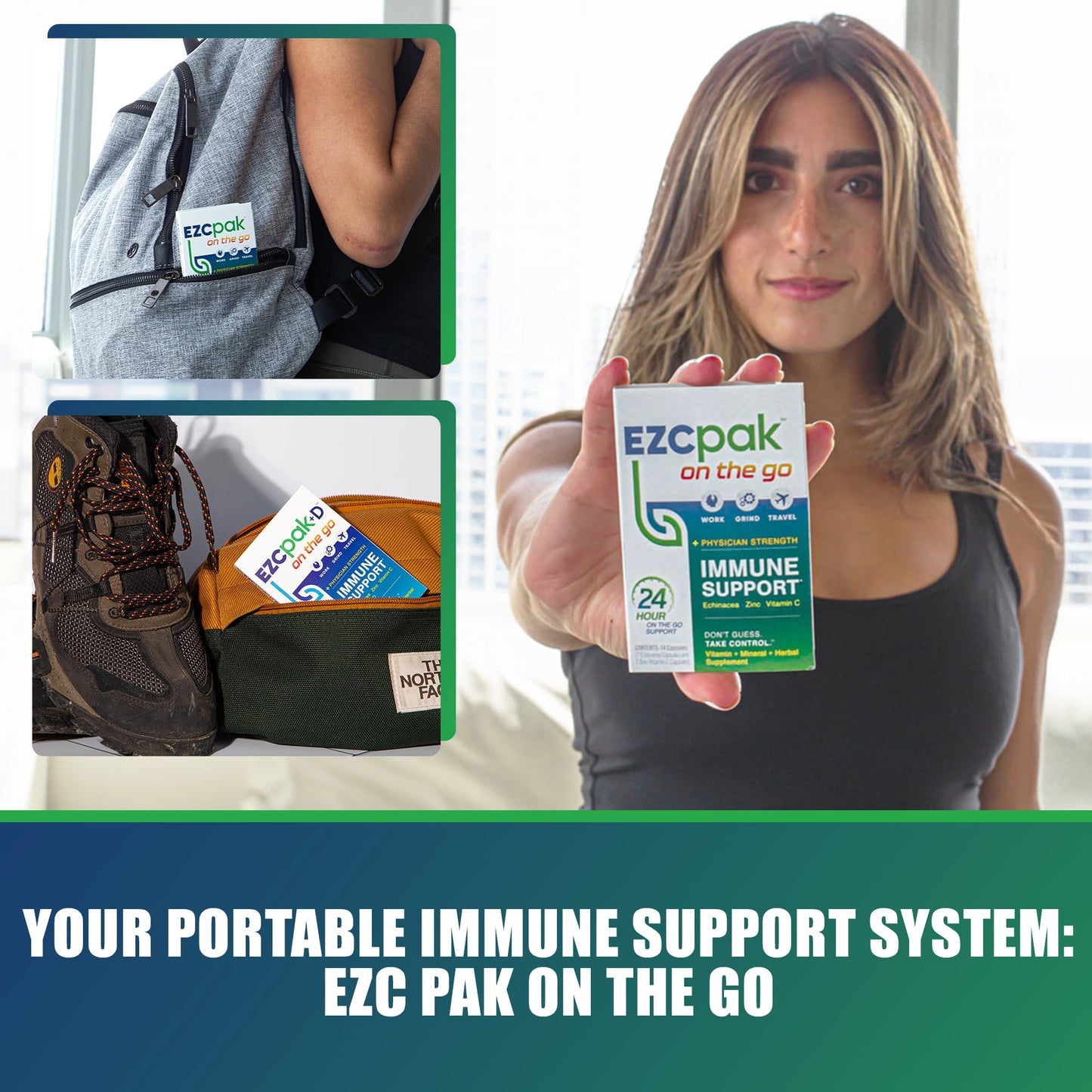 EZC Pak On The Go Immune System Booster with Echinacea Zinc Capsules, 6 Capsules