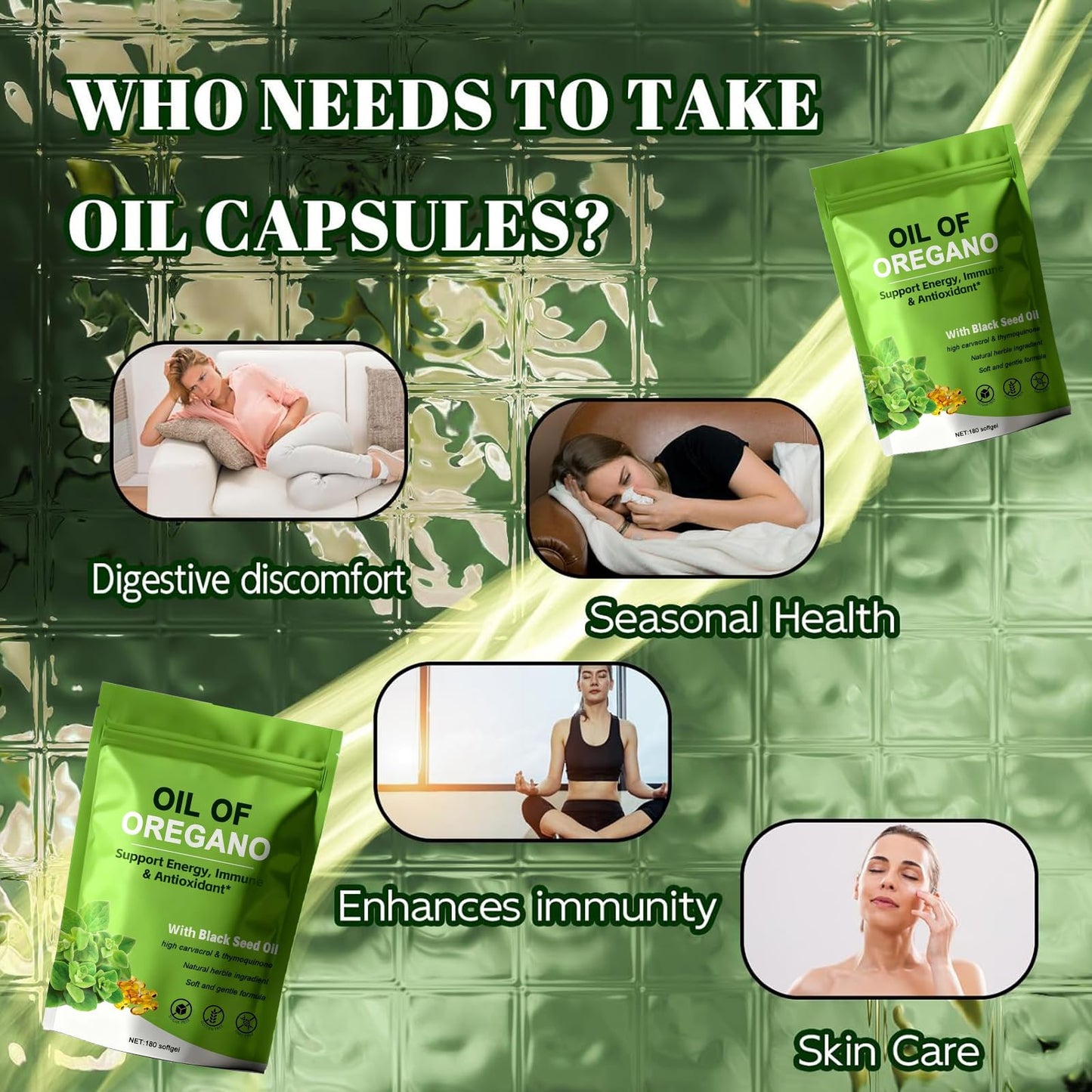 TAFUTY Oil of Oregano with Black Seed Oil Softgel 180