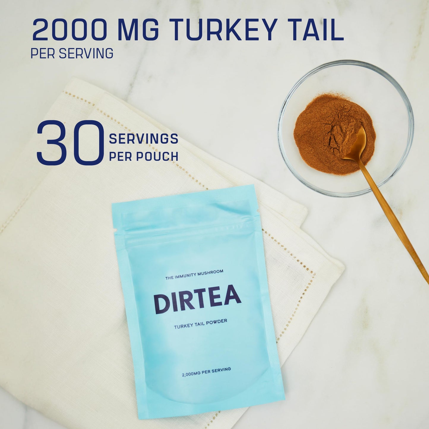 DIRTEA Turkey Tail Mushroom Powder 60g, 30 Servings