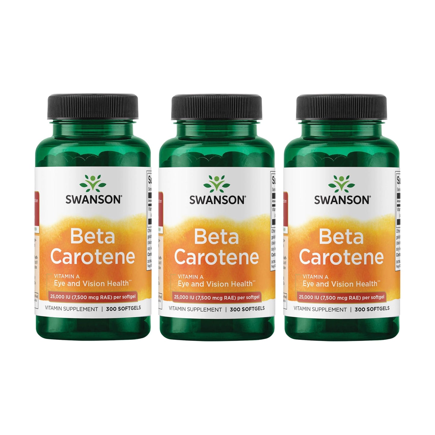 Swanson Beta-Carotene Vitamin A 25,000 IU Softgels, 900 Count
