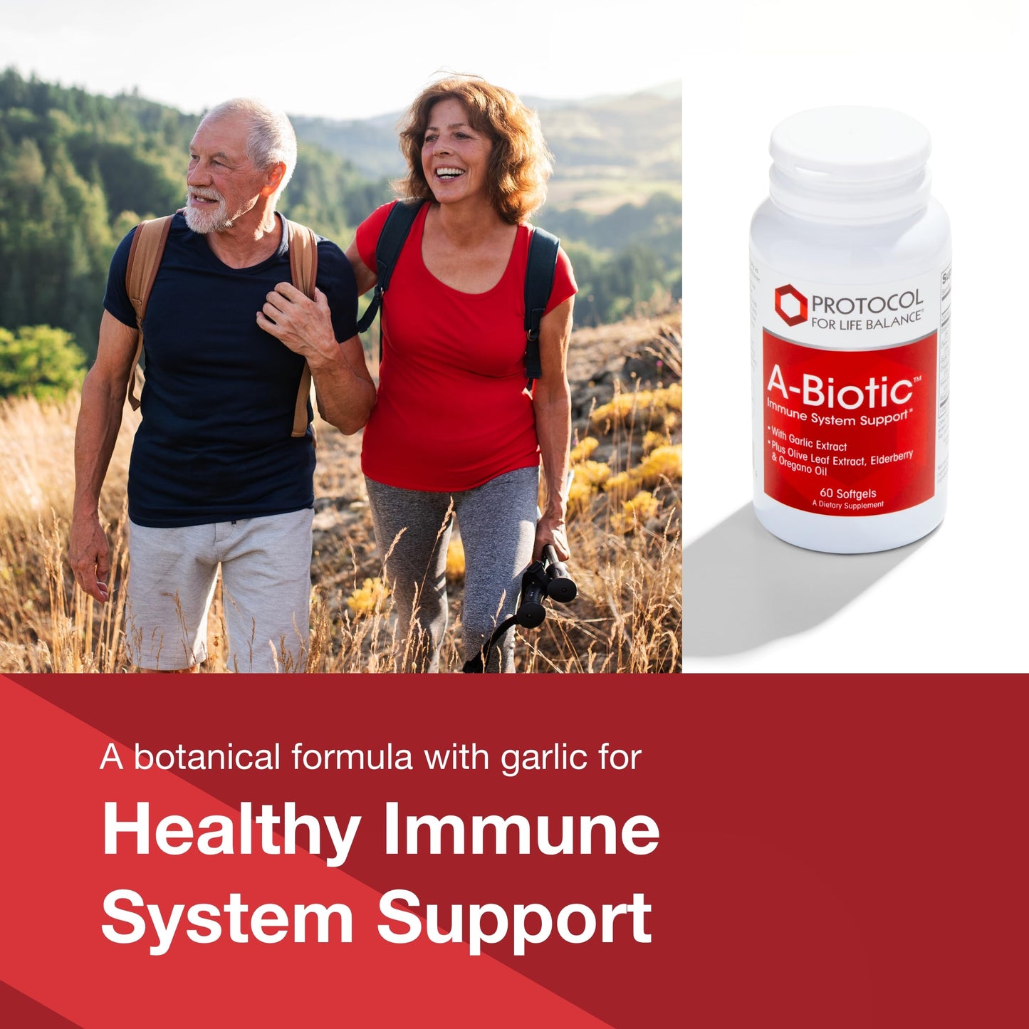Protocol for Life Balance A-Biotic Garlic Immune Support with Elderberries, Olive Leaf Extract, Oregano & Rosemary Oils Softgels 60 Count