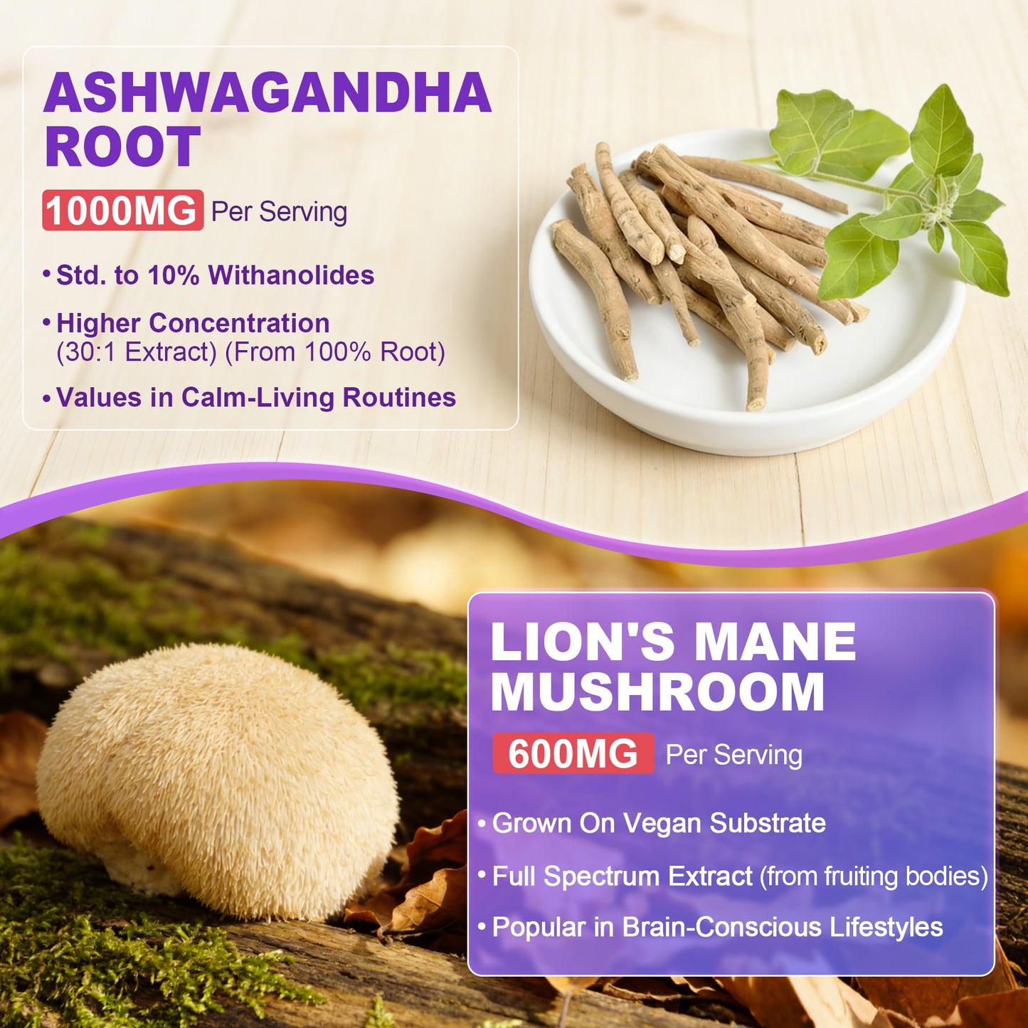 NEVISS Lions Mane Ashwagandha Magnesium Glycinate Calm Gummies 120