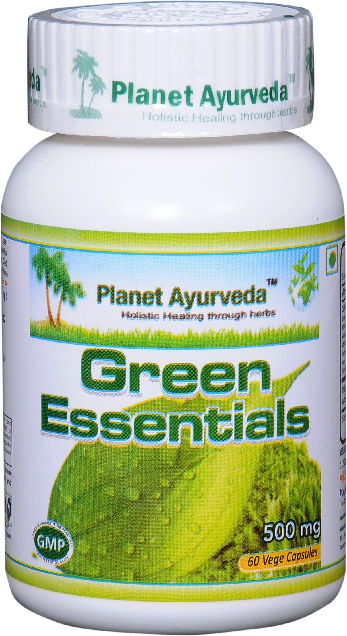 Planet Ayurveda Green Essentials 500mg Veg Capsules, 2 Bottles