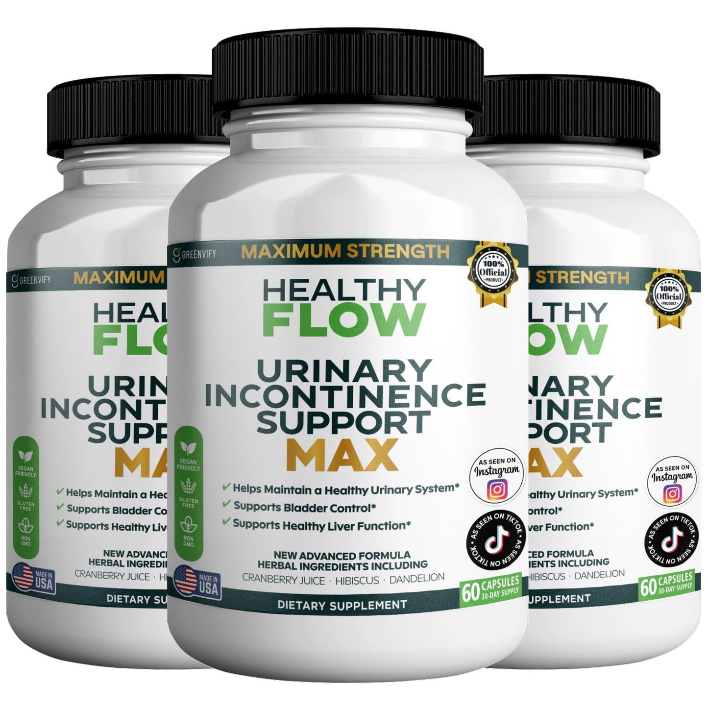 GREENVIFY Healthy Flow Urinary Incontinence Support Max Capsule 60 Count