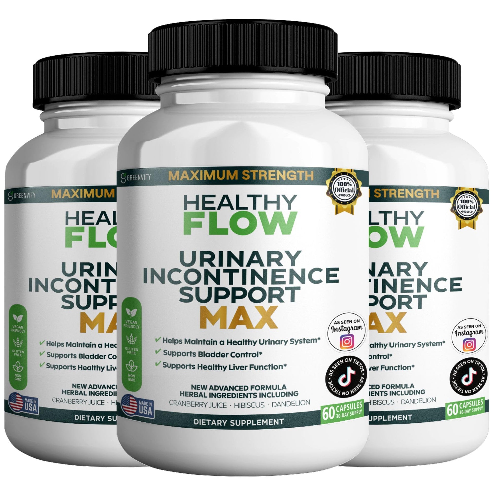 GREENVIFY Healthy Flow Urinary Incontinence Support Max Capsule 60 Count