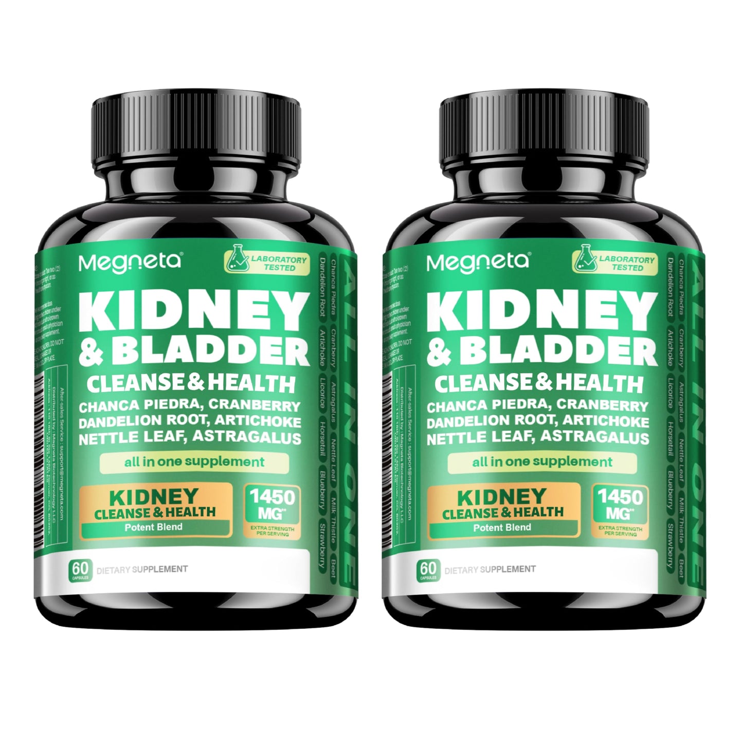 MEGNETA Kidney and Bladder Support Supplement with Cranberry, Astragalus, Nettle Leaf, Artichoke, Capsules, 120 Count
