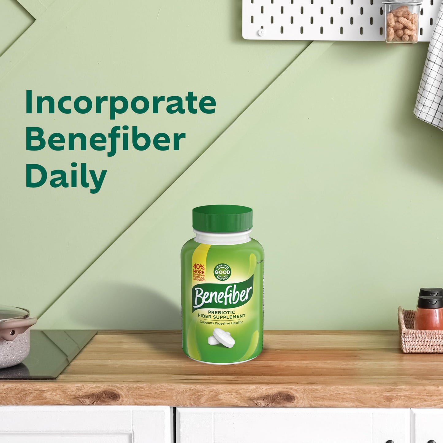 Benefiber Prebiotic GLP-1 Friendly Fiber Supplement Caplet, 84 Count