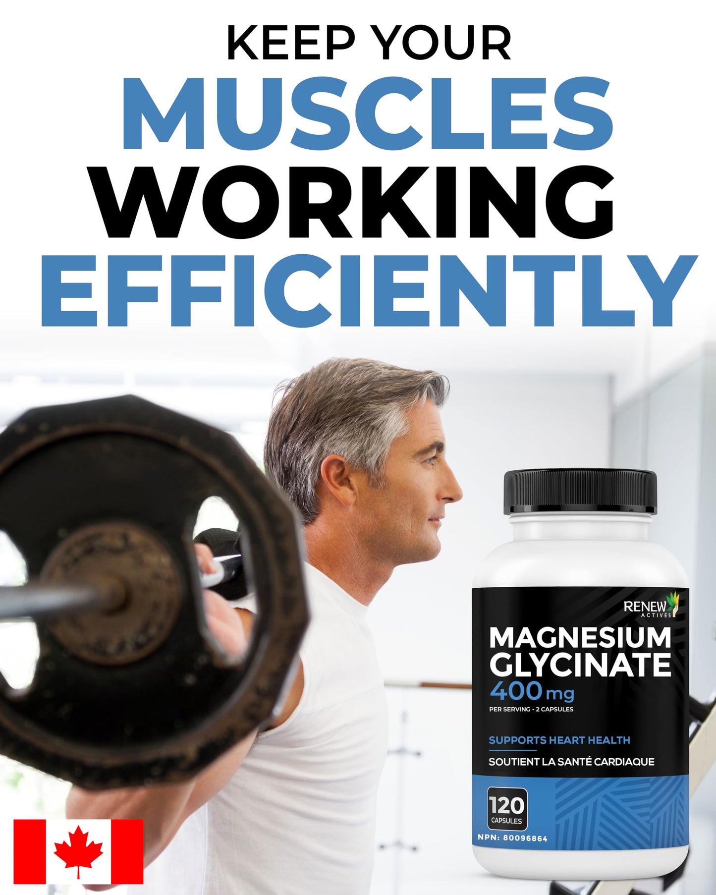 Renew Actives Magnesium Glycinate 400mg per 2 Capsules, 120 Capsules