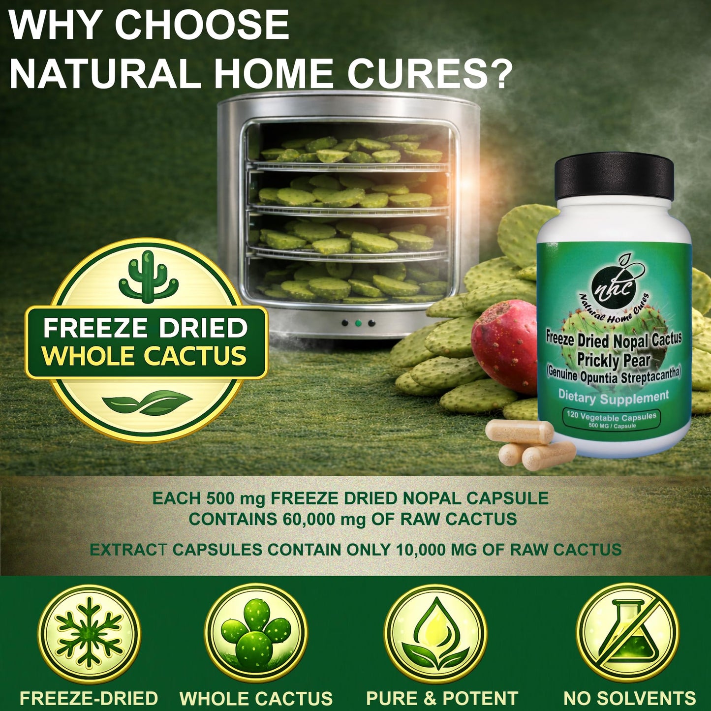 Natural Home Cures Nopal Cactus Capsules 240 Count