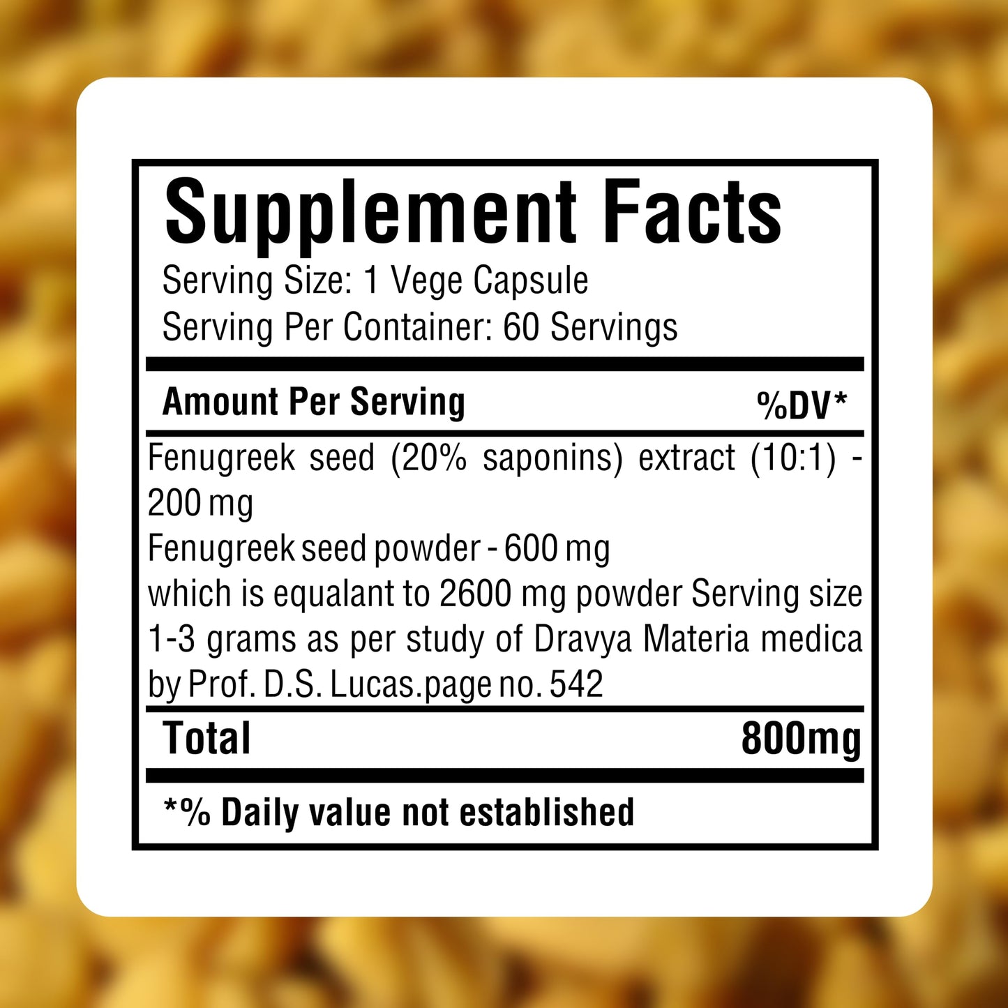 Herbsforever Fenugreek Extra Strength 10:1 Extract Capsules, 60 Count
