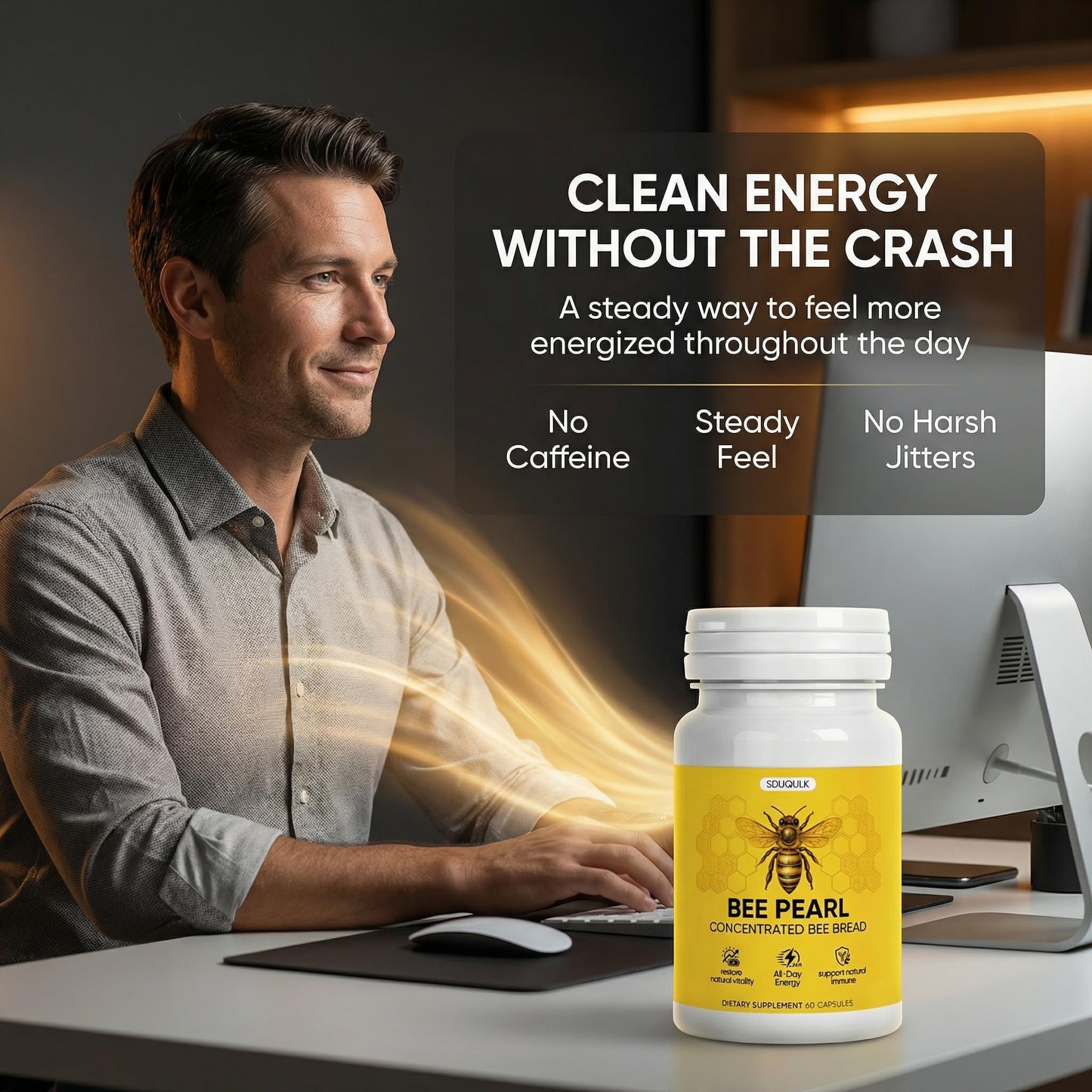 Kranla Bee Pearl Capsules Concentrated Bee Bread for Natural Immunity & Vitality Support Capsule, 60 Count
